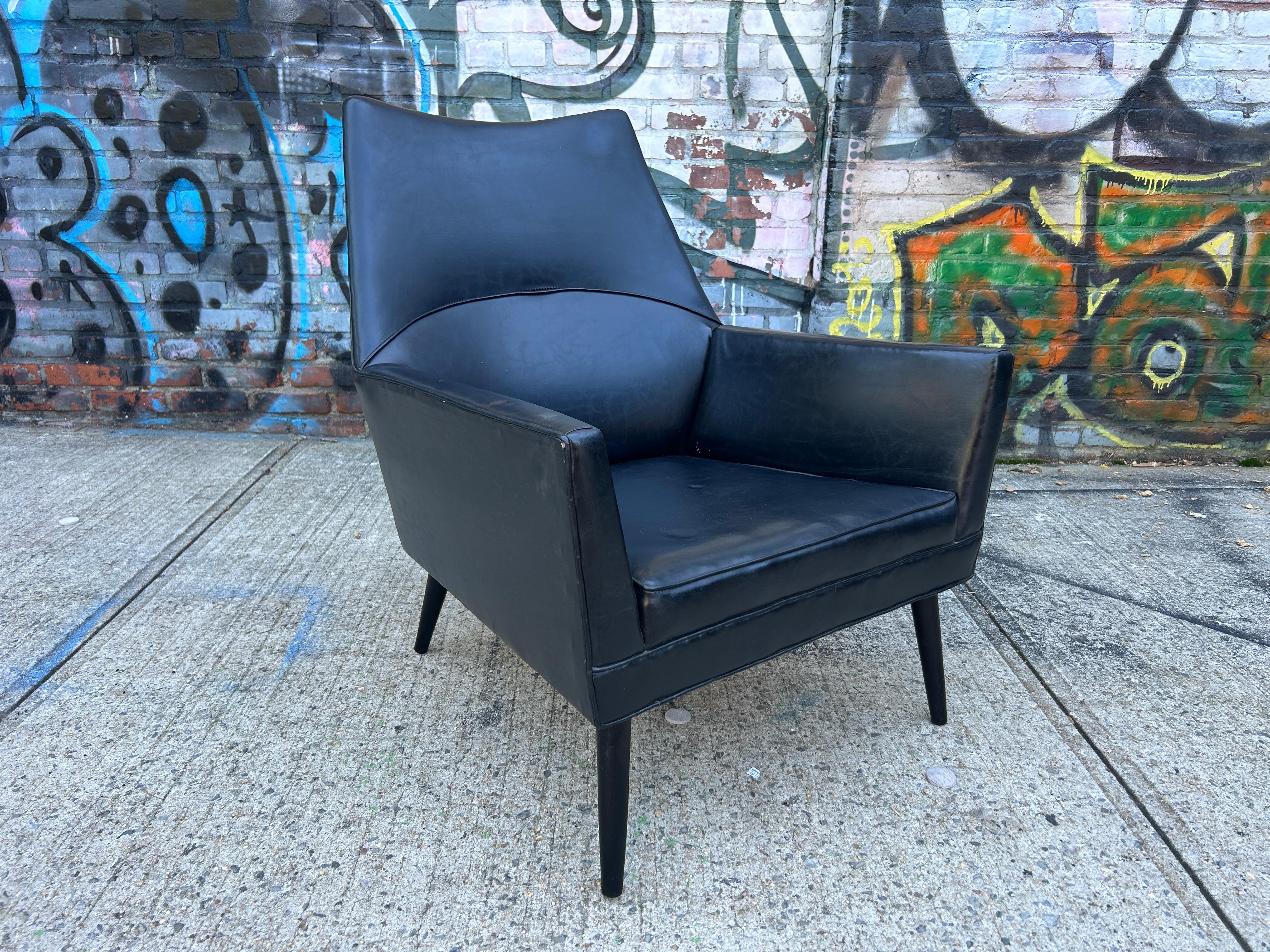 Woodwork Rare mid century Paul Mccobb all Black original Squirm lounge chair  For Sale