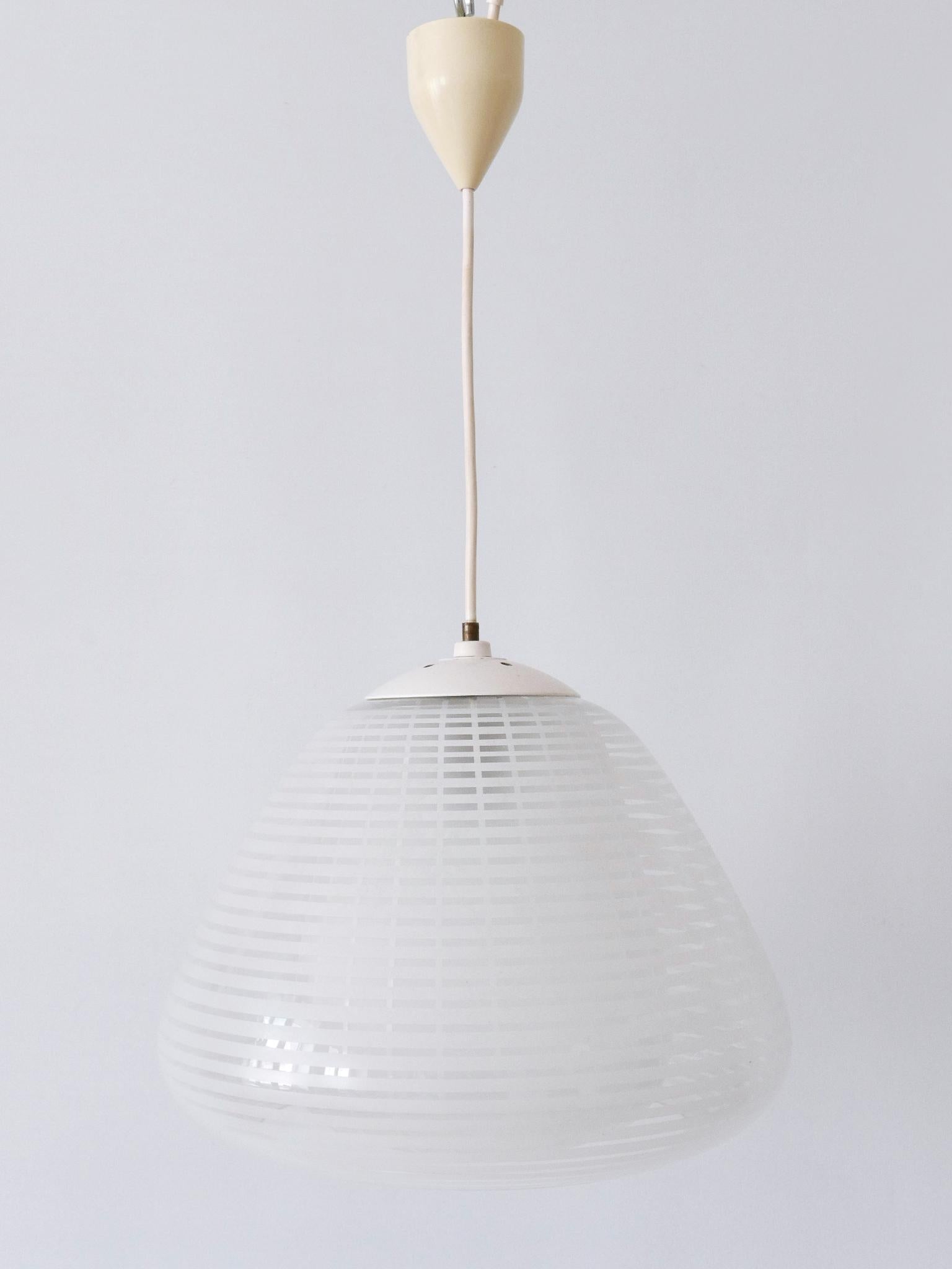 Glass Rare Mid-Century Pendant Lamp 