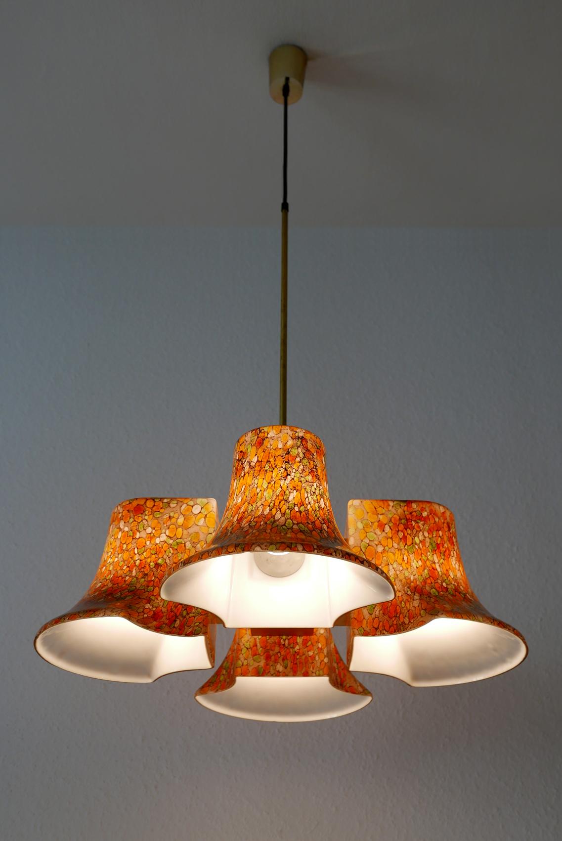 Rare Midcentury Pendant Lamp or Chandelier by Peill & Putzler, 1970s, Germany For Sale 4