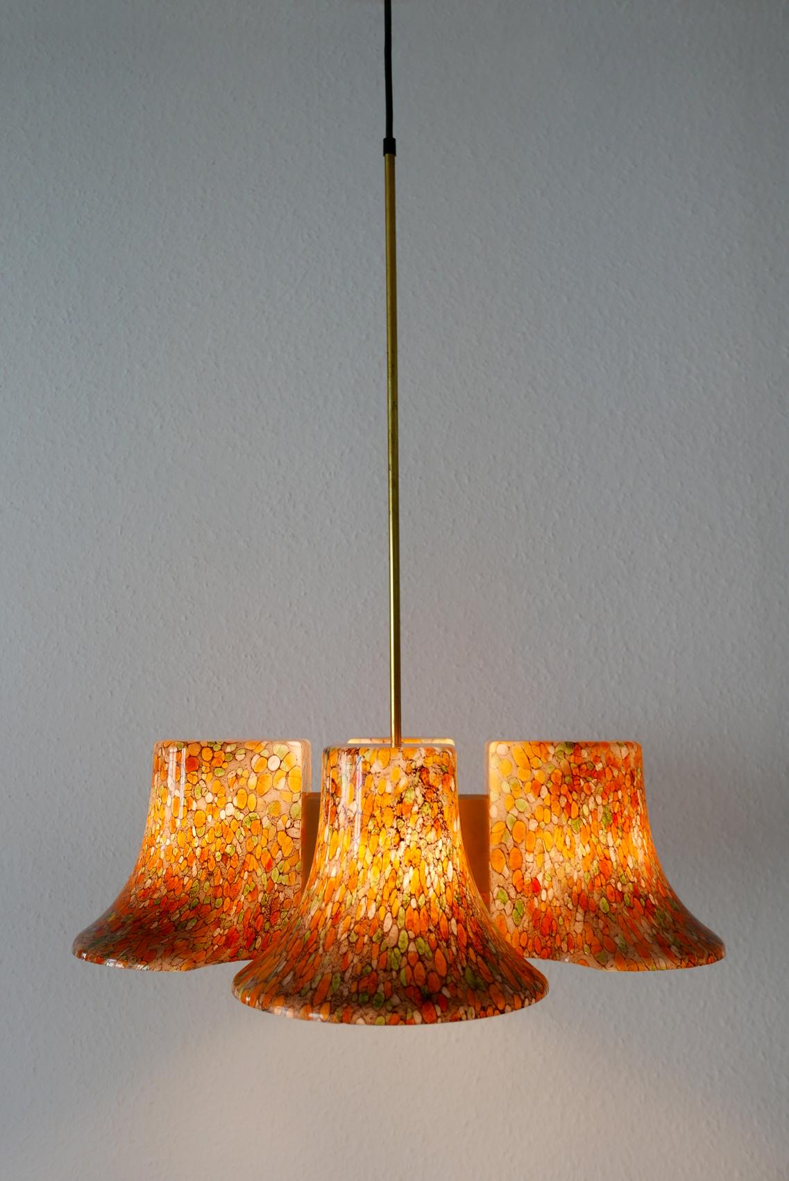 Brass Rare Midcentury Pendant Lamp or Chandelier by Peill & Putzler, 1970s, Germany For Sale