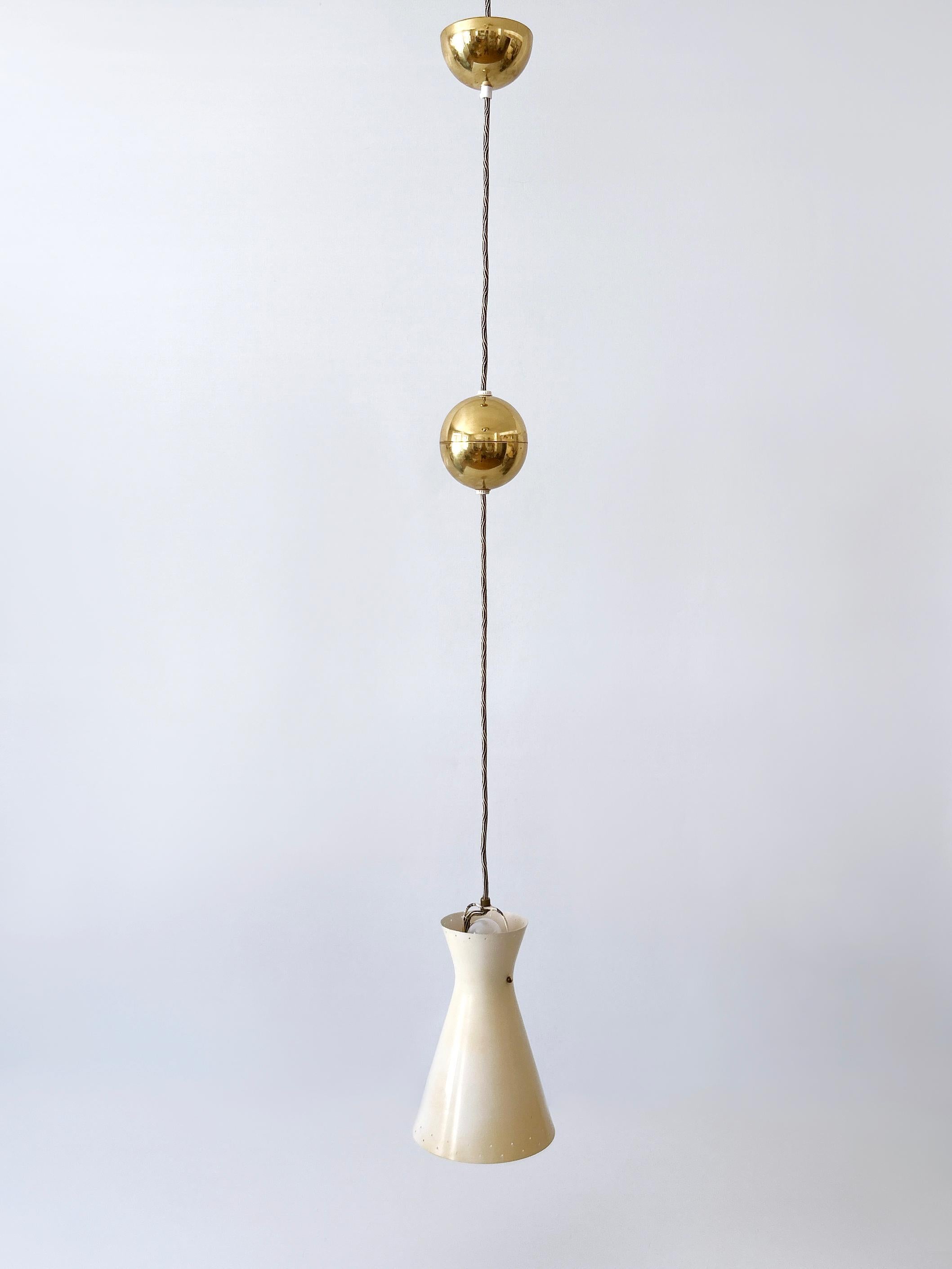 Rare Mid-Century Pulley Diabolo Pendant Lamps by Vereinigte Werkstätten 1950s For Sale 3
