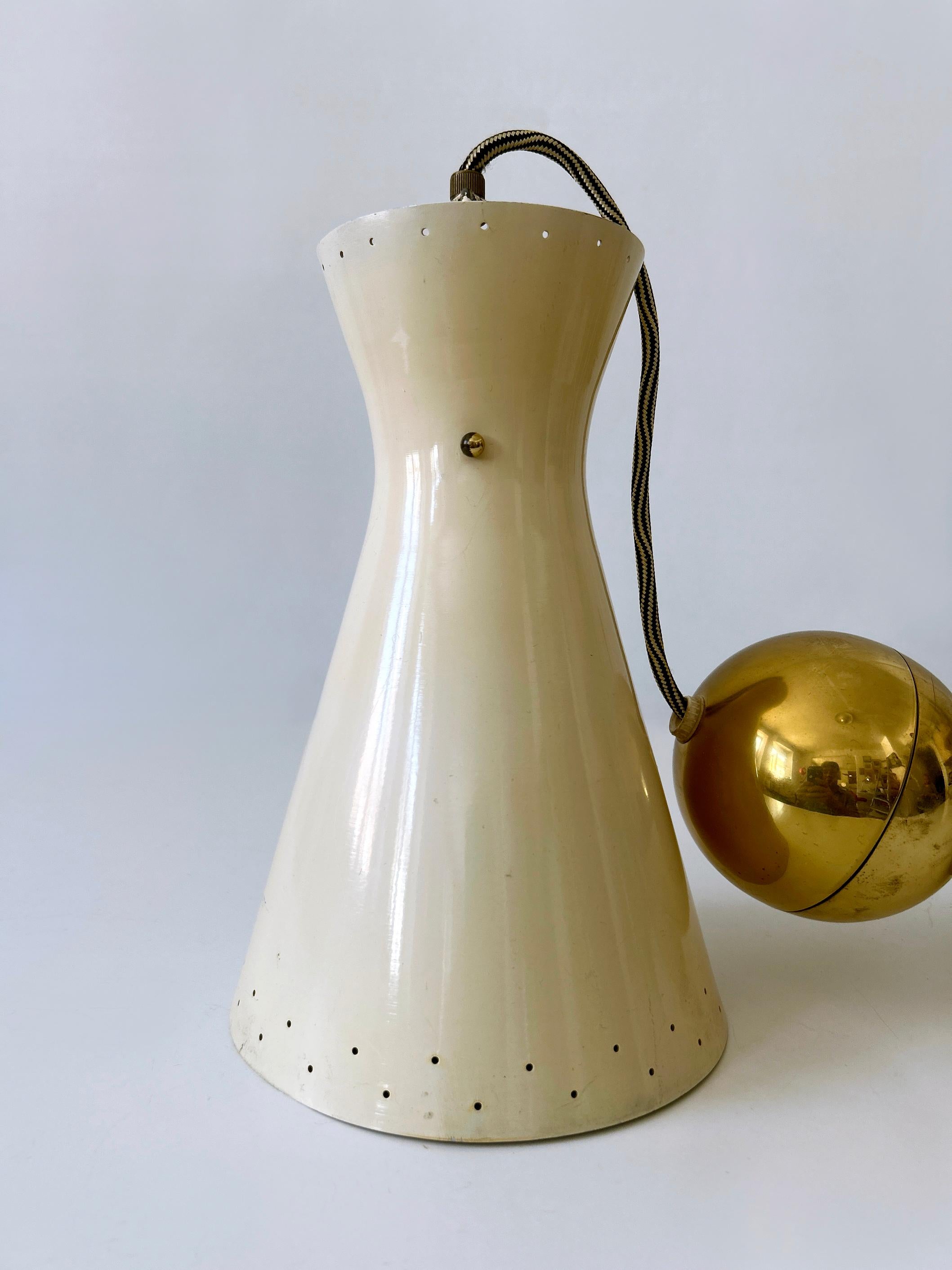 Rare Mid-Century Pulley Diabolo Pendant Lamps by Vereinigte Werkstätten 1950s For Sale 10