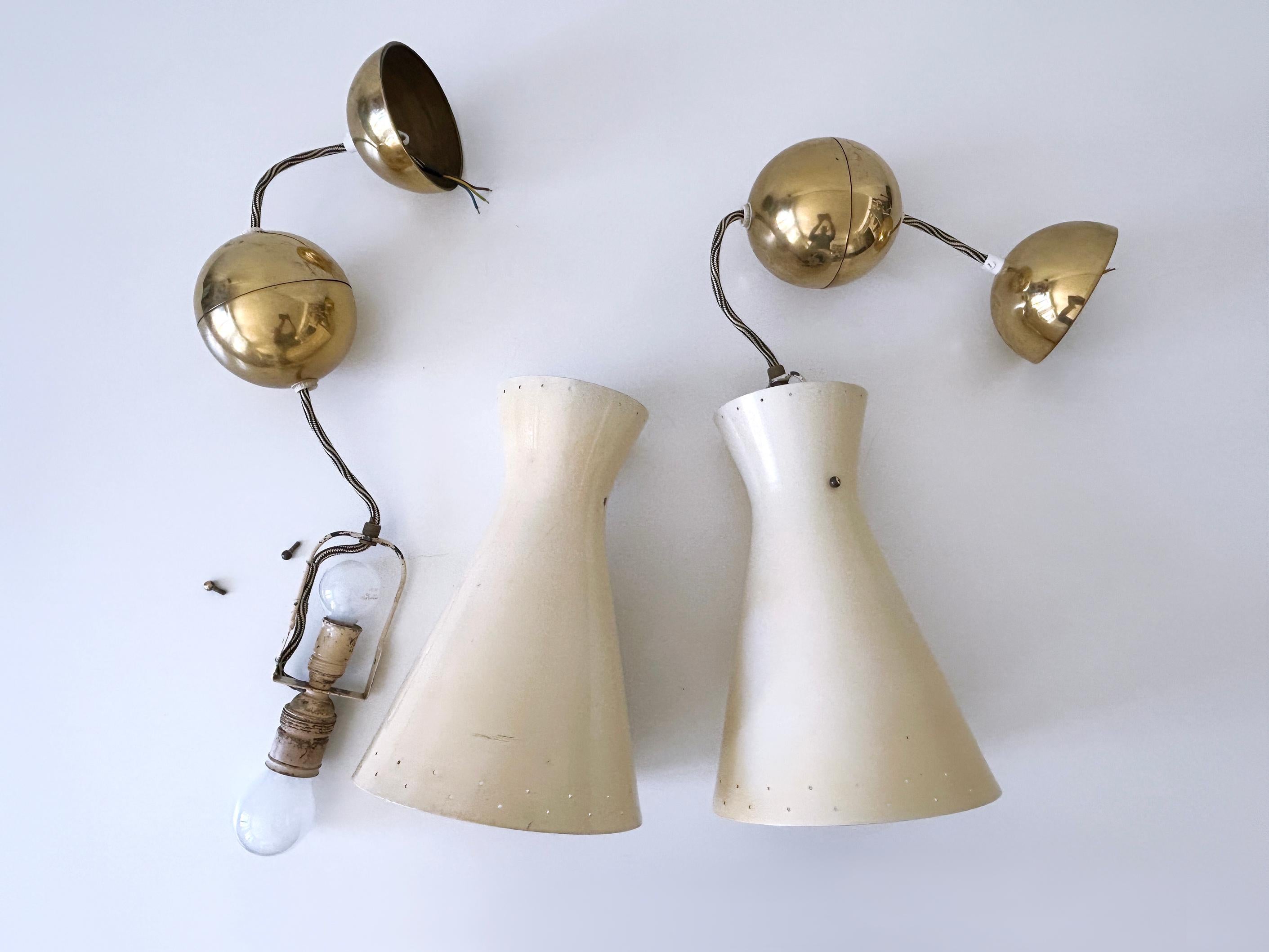 Rare Mid-Century Pulley Diabolo Pendant Lamps by Vereinigte Werkstätten 1950s For Sale 13