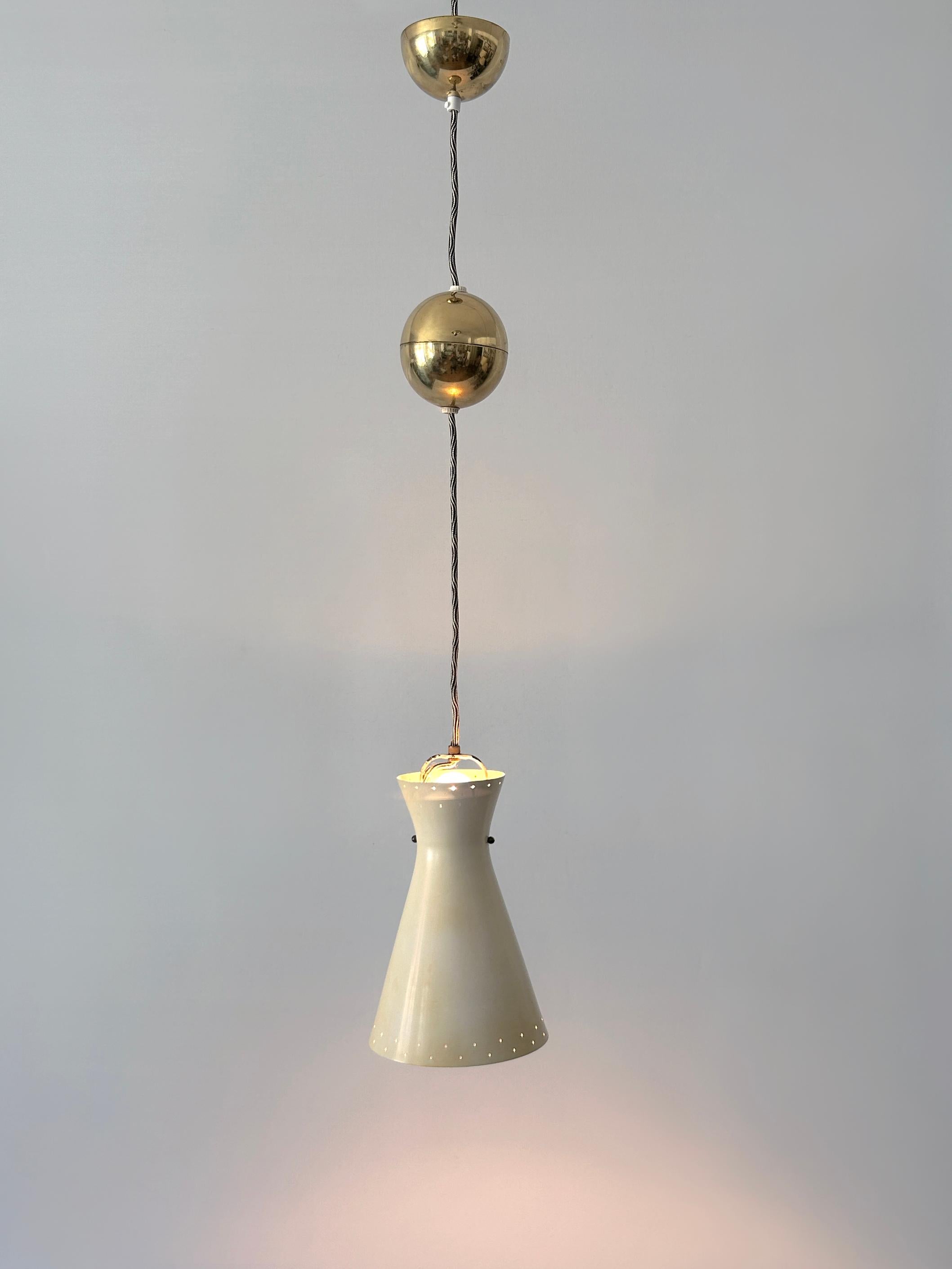German Rare Mid-Century Pulley Diabolo Pendant Lamps by Vereinigte Werkstätten 1950s For Sale