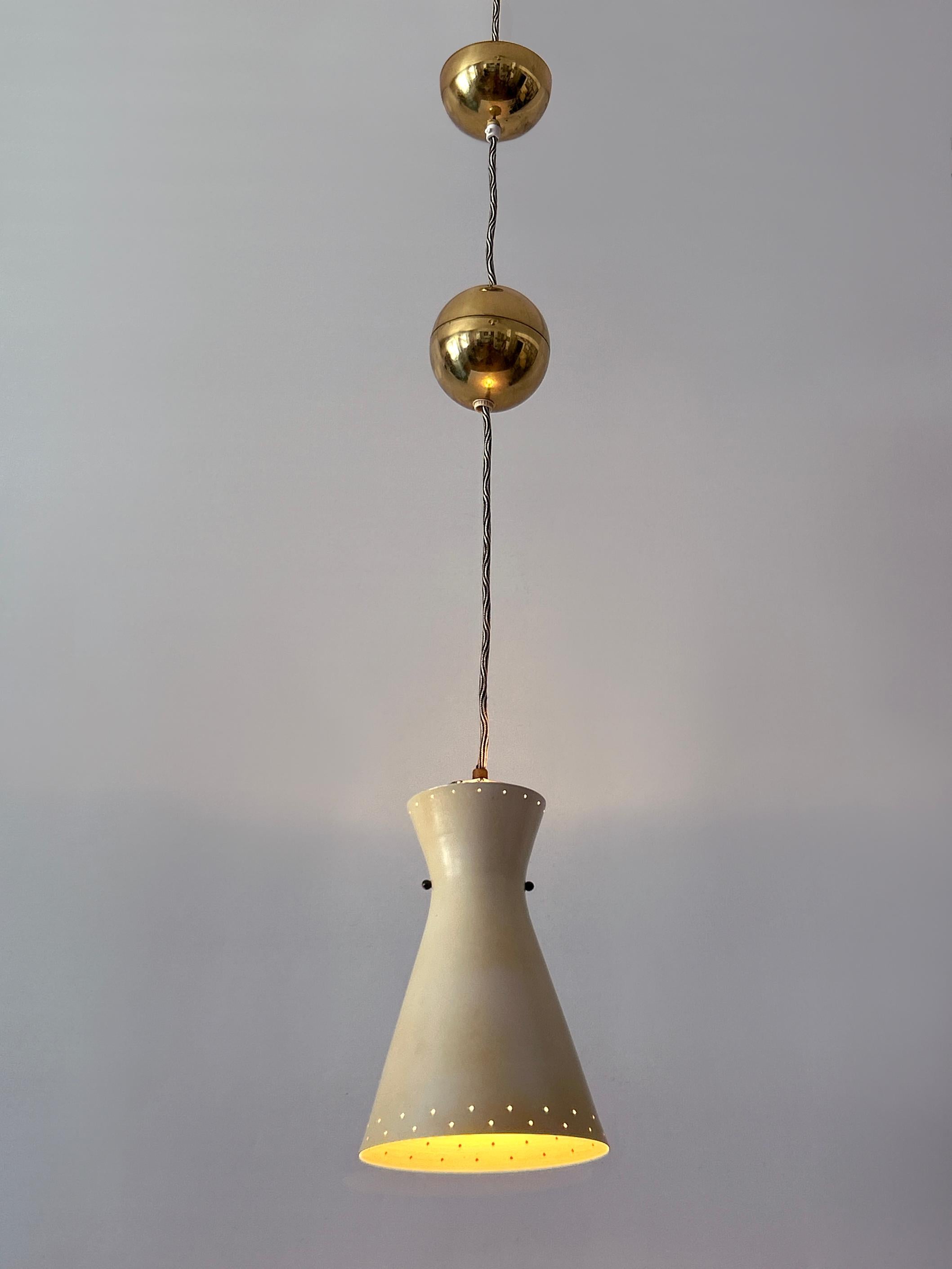 Mid-20th Century Rare Mid-Century Pulley Diabolo Pendant Lamps by Vereinigte Werkstätten 1950s For Sale
