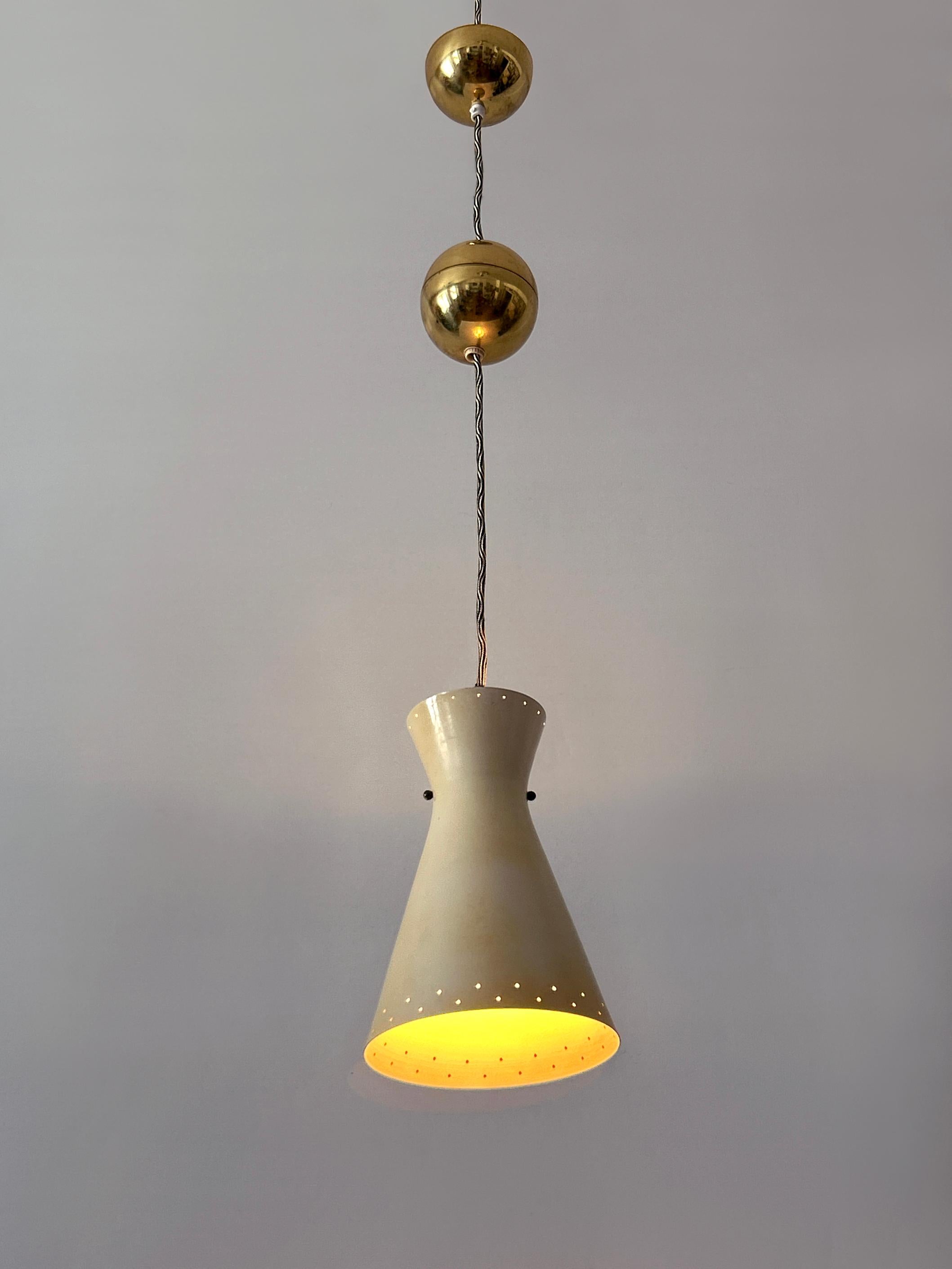 Rare Mid-Century Pulley Diabolo Pendant Lamps by Vereinigte Werkstätten 1950s For Sale 1