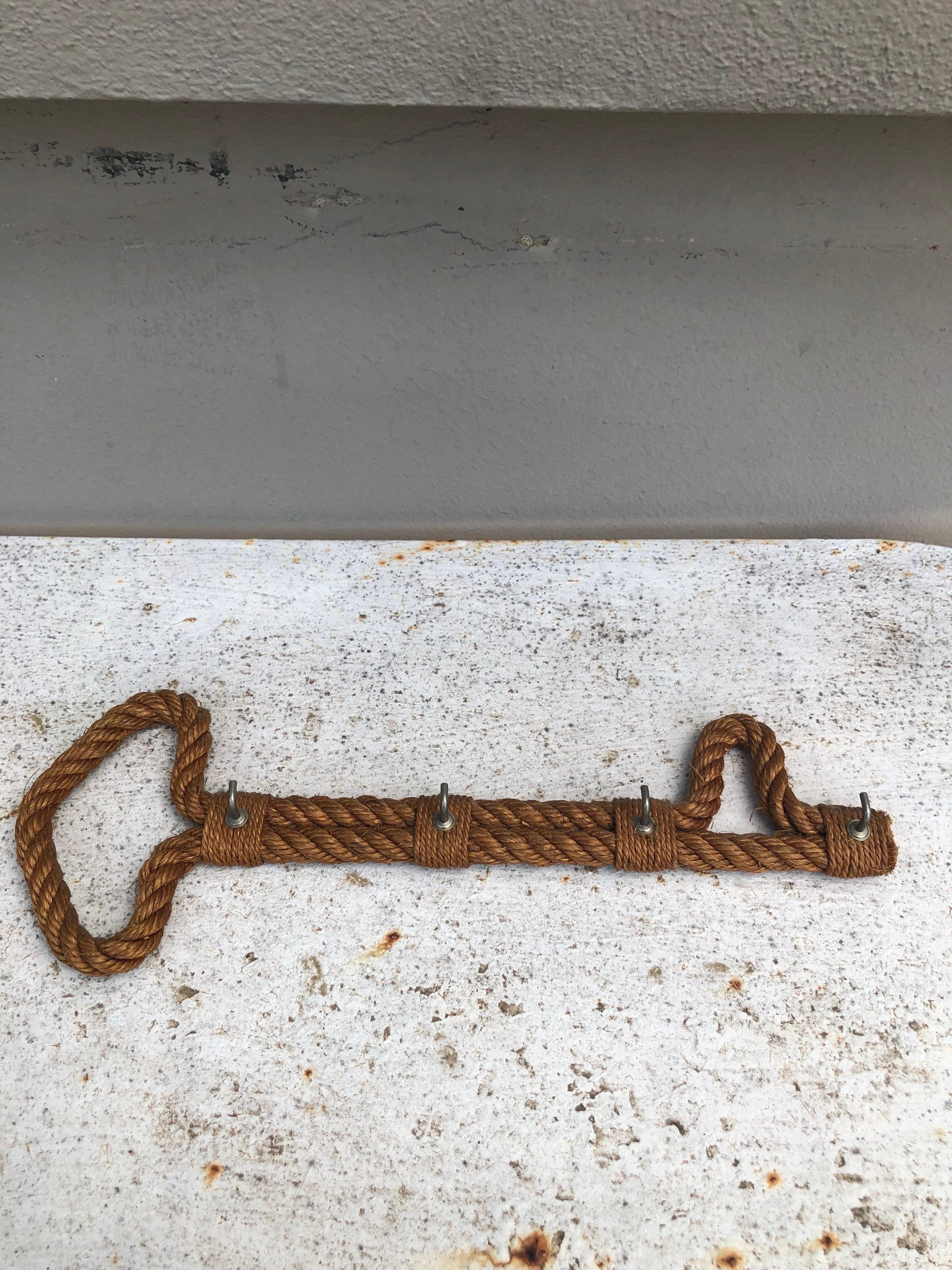 Rare Mid-Century Rope Key Rack Holder Adrien Audoux & Frida Minet In Good Condition For Sale In Austin, TX