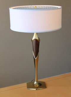 Rare Mid Century Sculptural Laurel Lamp Richard Barr 1960s MCM Brass Walnut