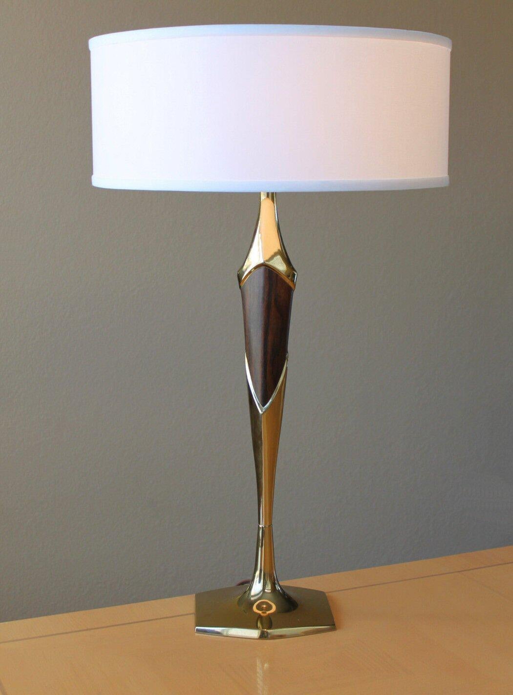 mcm brass table lamp