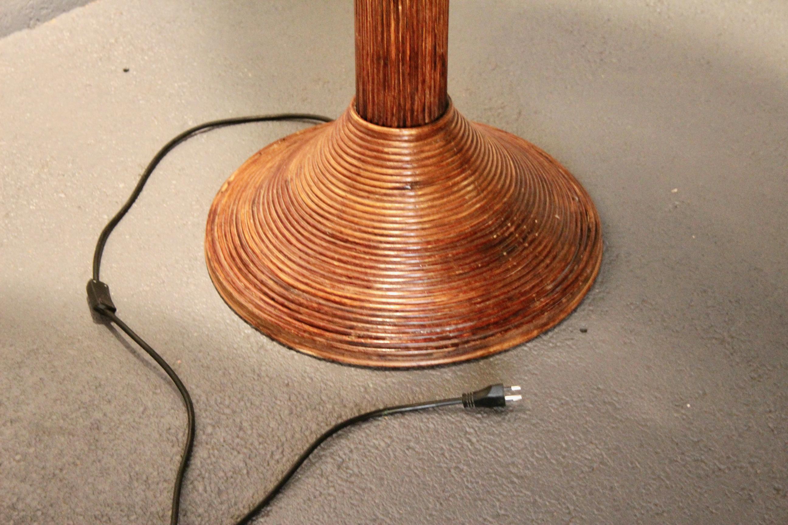RARE Mid-century Sculptural Rattan Palm Tree floor Lamp, Mario Torres Lopez For Sale 9