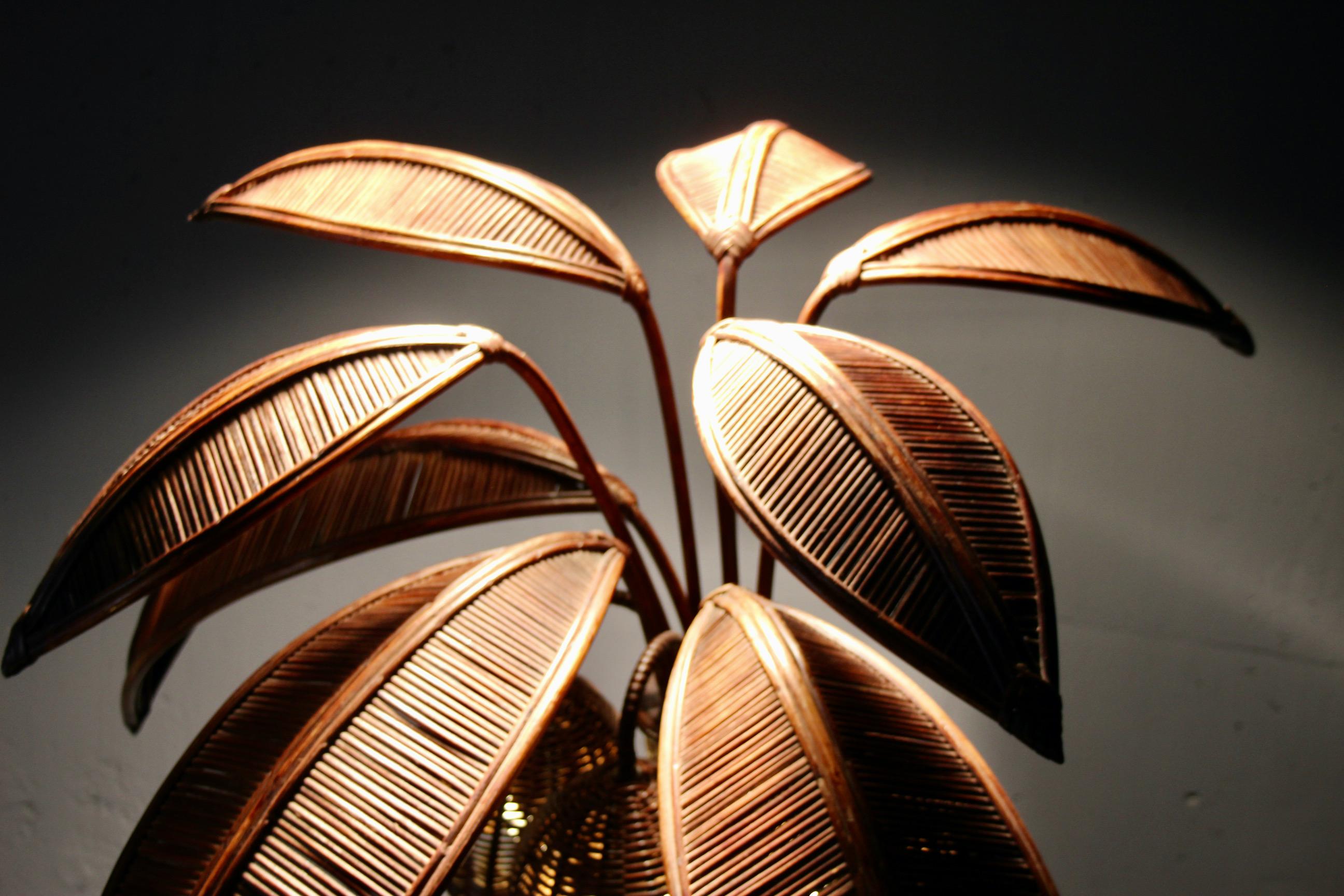 RARE Mid-century Sculptural Rattan Palm Tree floor Lamp, Mario Torres Lopez For Sale 10