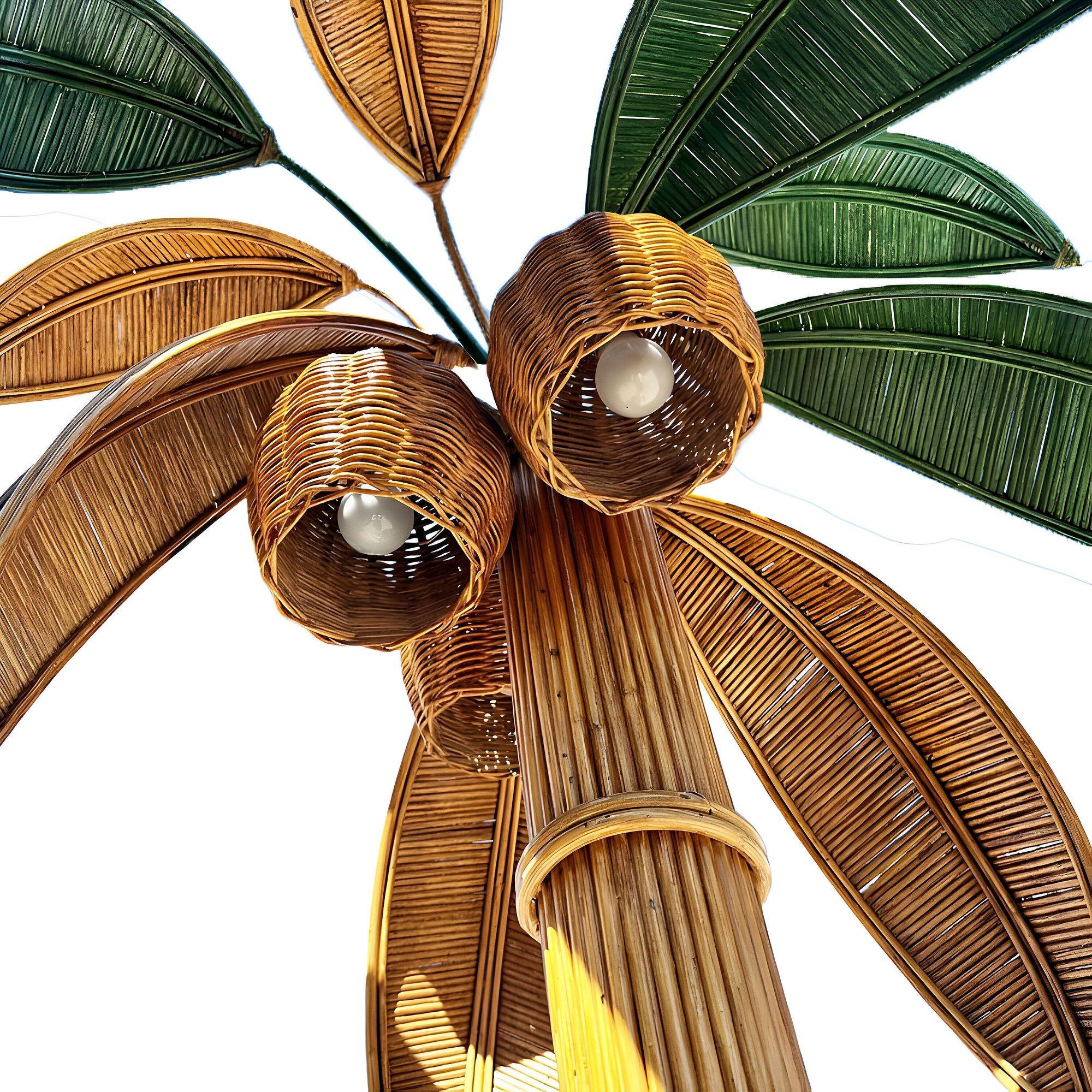 RARA lampada da terra scultorea a forma di palma in rattan della metà del secolo scorso, Mario Lopez Torres In condizioni ottime in vendita a Van Nuys, CA
