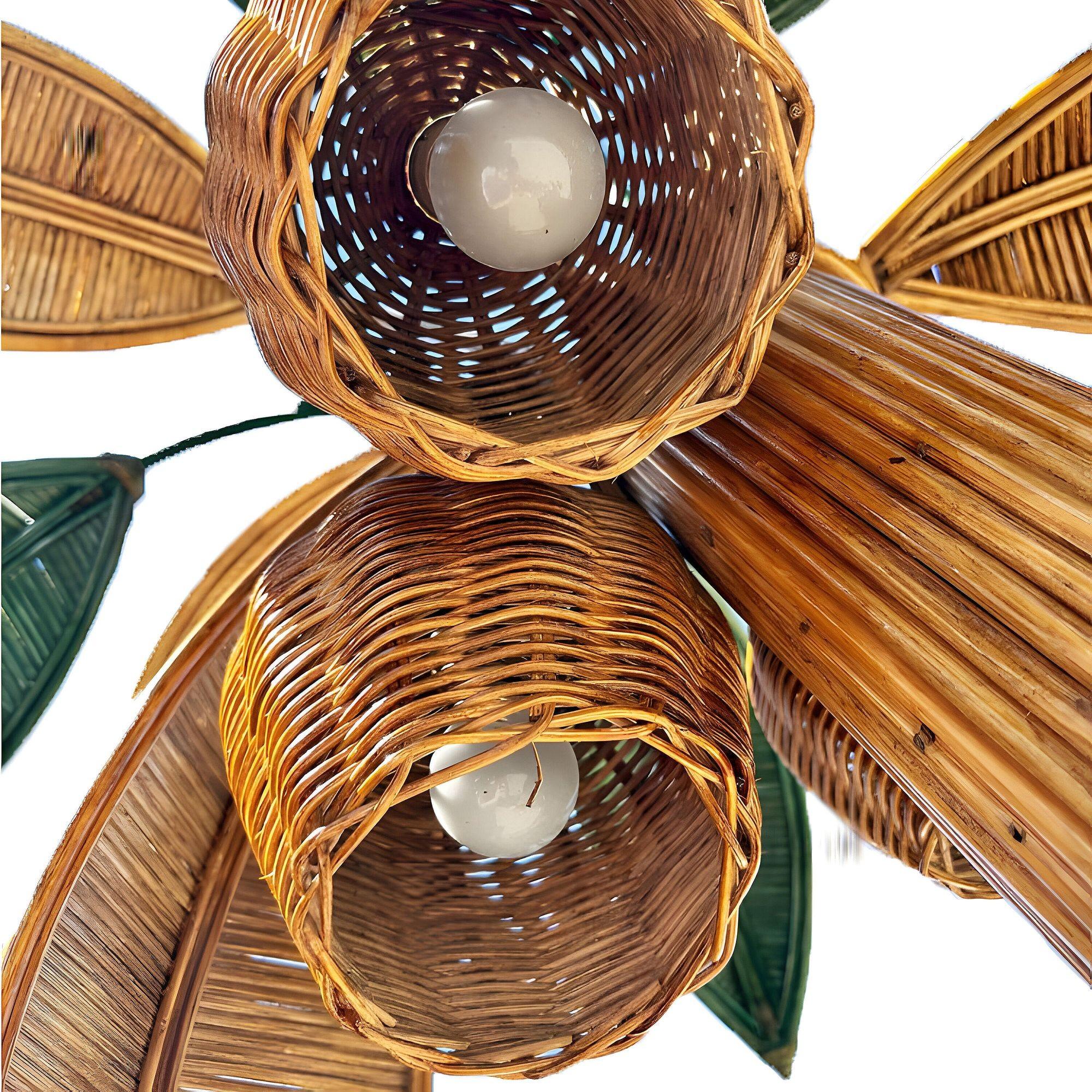 Metà XX secolo RARA lampada da terra scultorea a forma di palma in rattan della metà del secolo scorso, Mario Lopez Torres in vendita