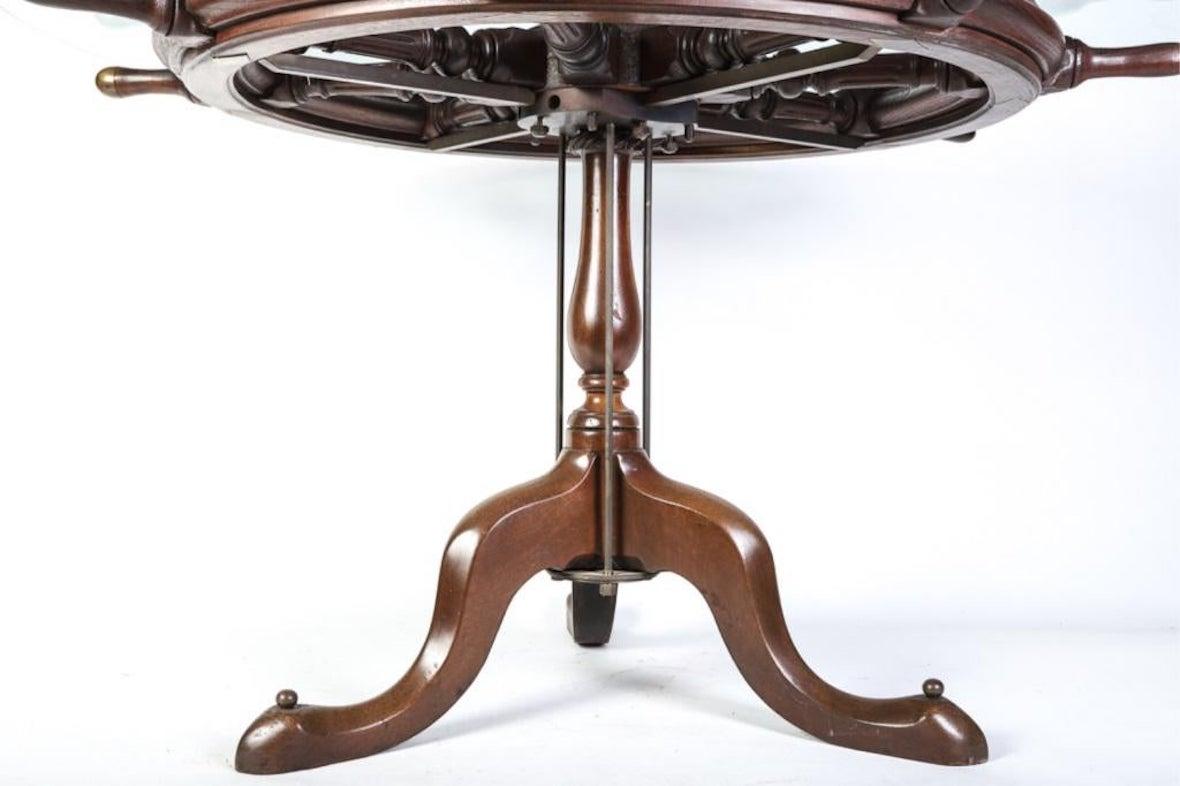 Rare Midcentury Ship's Wheel Center Table In Good Condition For Sale In Essex, MA