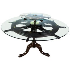 Rare Midcentury Ship's Wheel Center Table