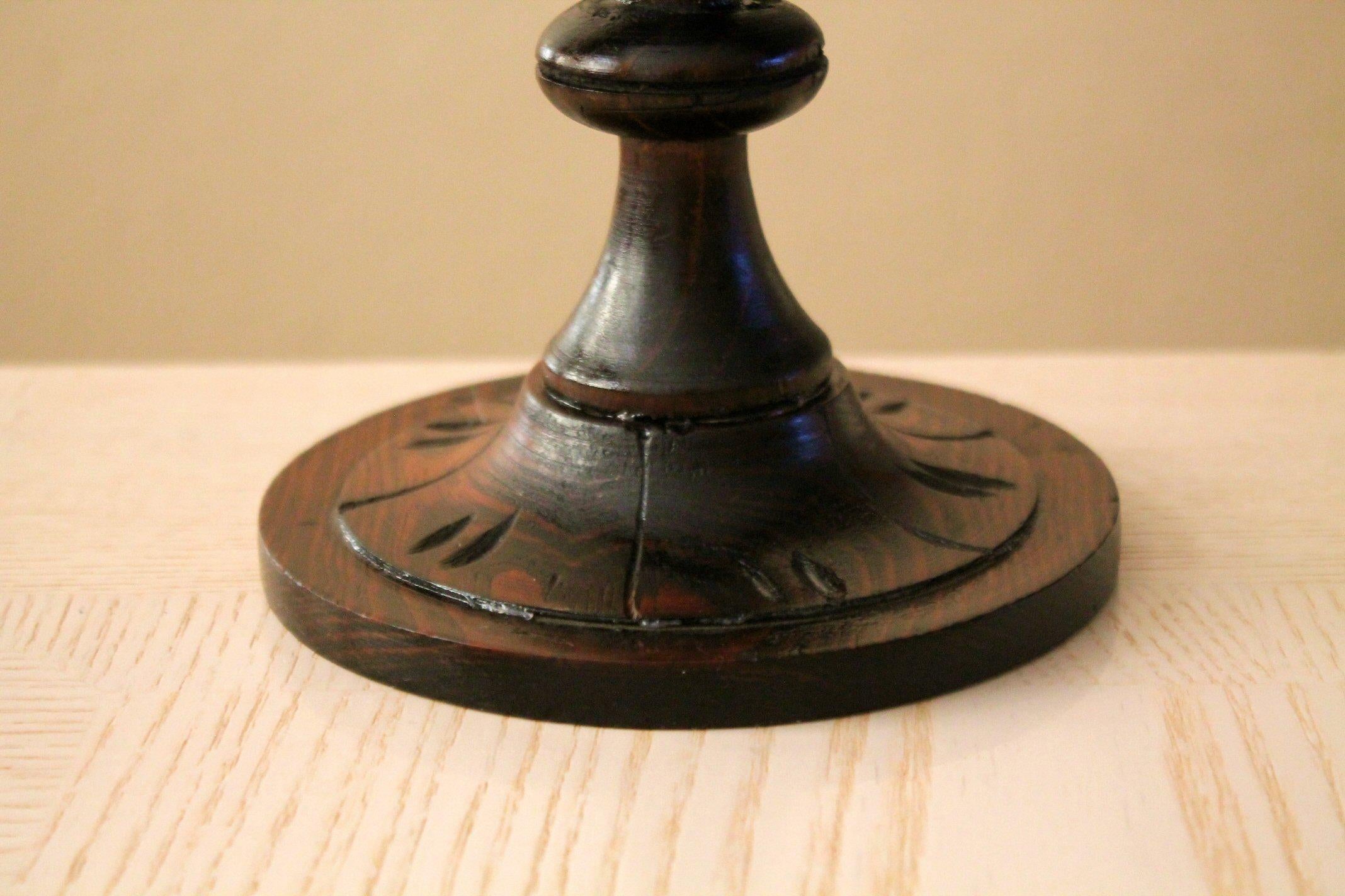 Rare! Mid Century Spanish Colonial Revival Candelabra Dark Wood  In Good Condition For Sale In Peoria, AZ