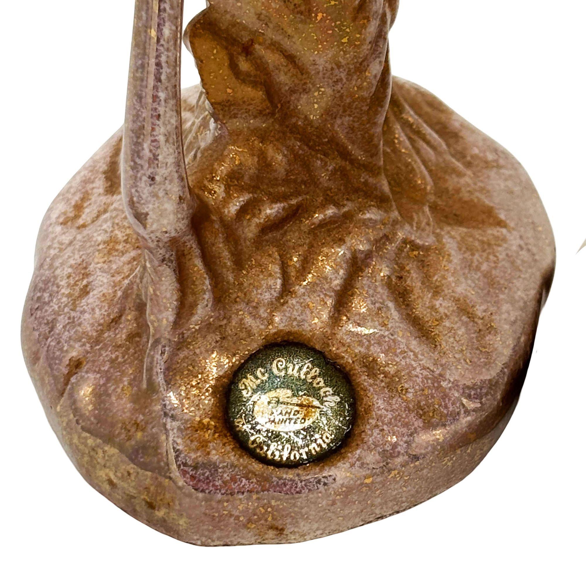Mid-20th Century Rare Mid-century Speckled Gold Ceramic Pink Flamingo Statue by McCulloch, Pair For Sale