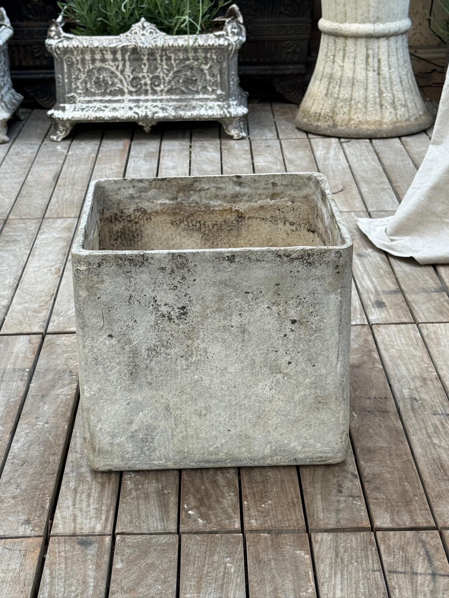 Concrete Rare Mid-Century Square Eternit Planter by Willy Guhl For Sale