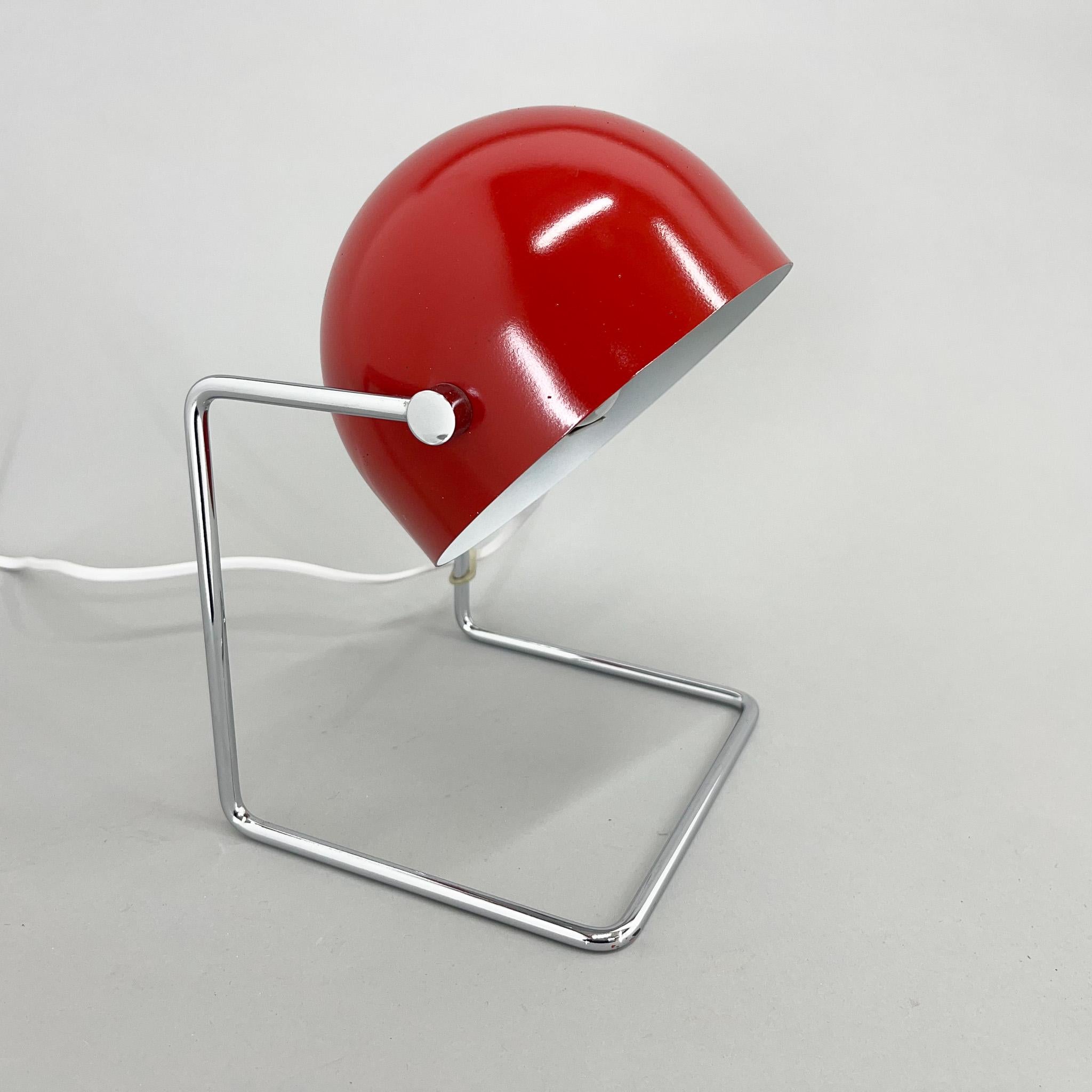 Rare model of mid-century chrome & metal table lamp designed by famous Josef Hurka for Napako in the 1960's. Very good vintage condition. The lamp was completely renovated with new wiring.