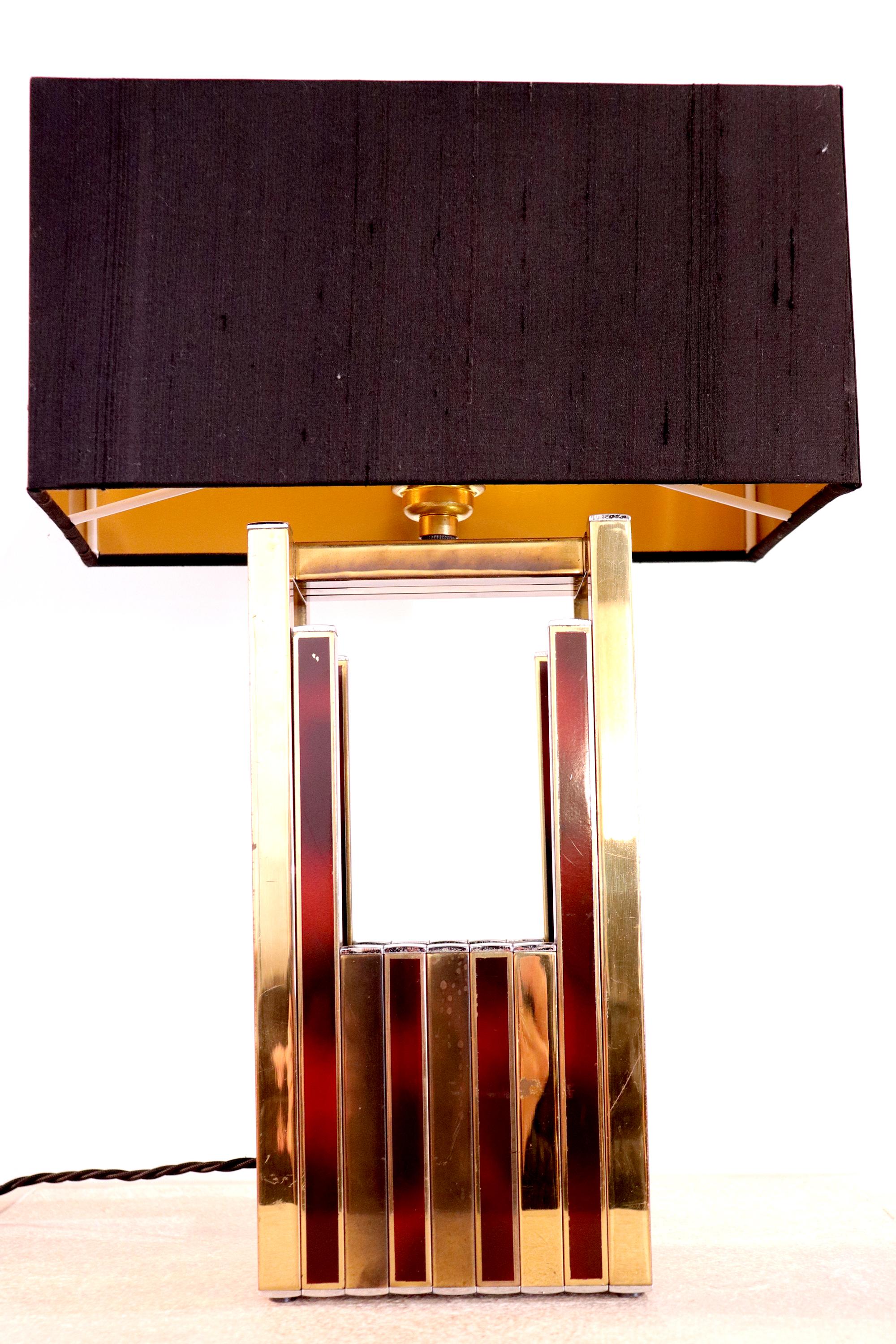 Enameled Rare mid century table lamp by Willy Rizzo for BD Lumica, 1970s.