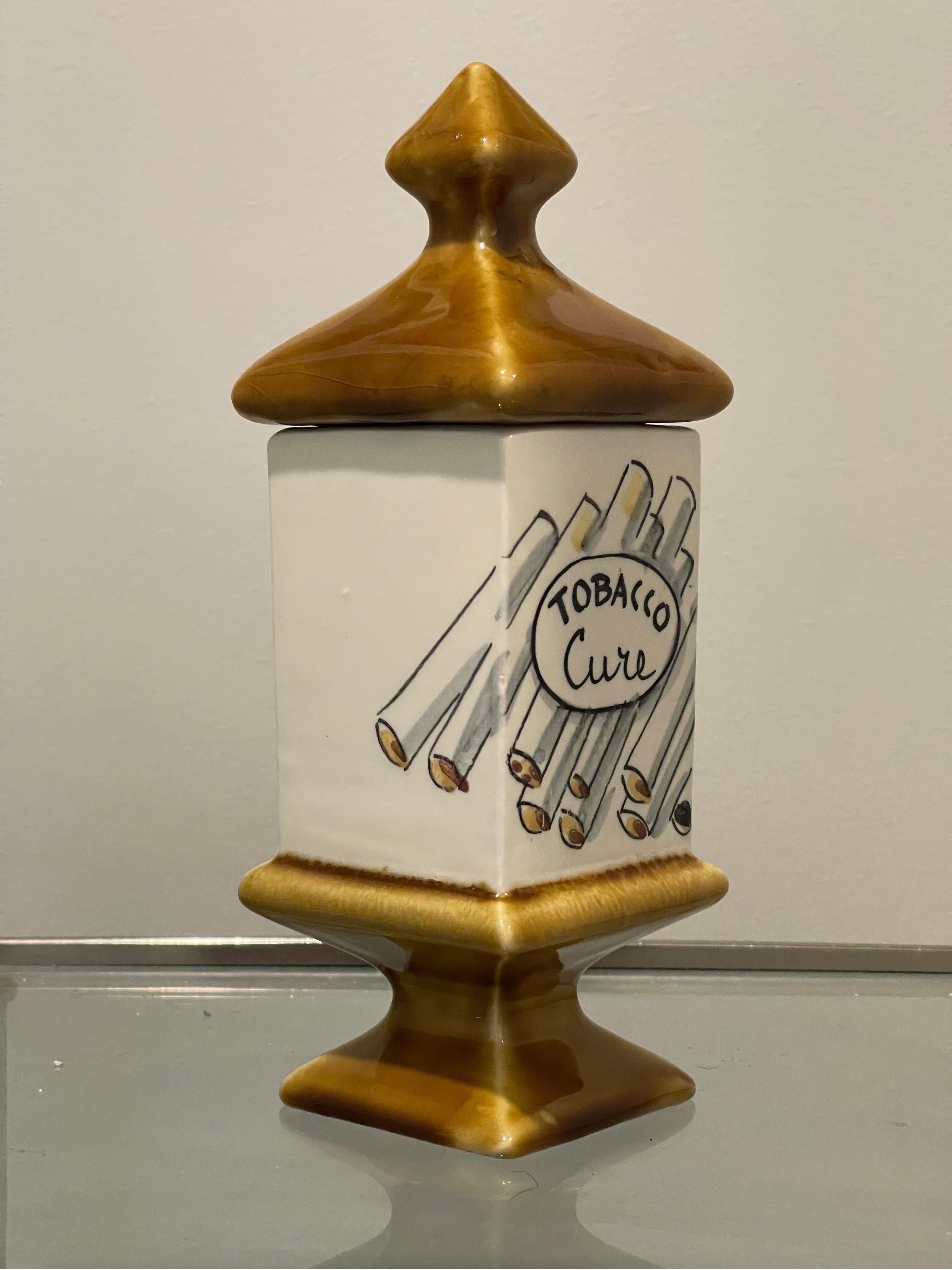 Mid-Century Modern Rare Mid-Century Tobacco Cigarette Vice Stash Jar by Raymor For Sale