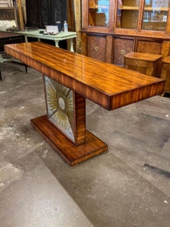 Rare Mid Century Walnut Console with Eglomise Mirror