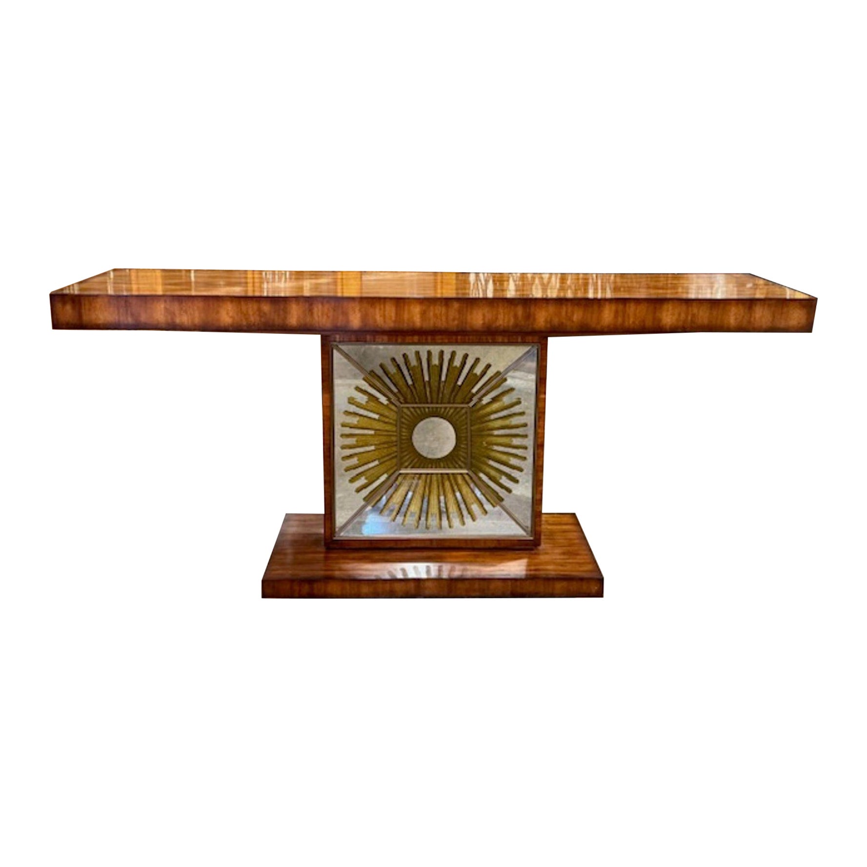 Rare Mid Century Walnut Console with Eglomise Mirror For Sale