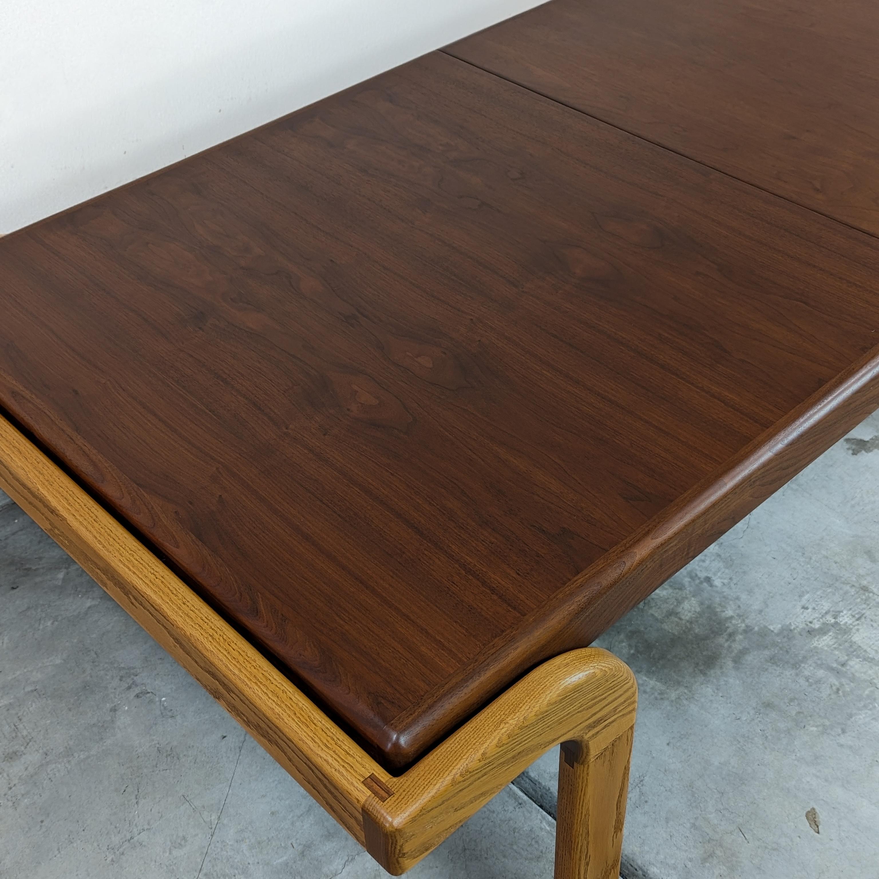 Rare Mid Century Walnut & Oak Dining Table by Lou Hodges, c1970s For Sale 4