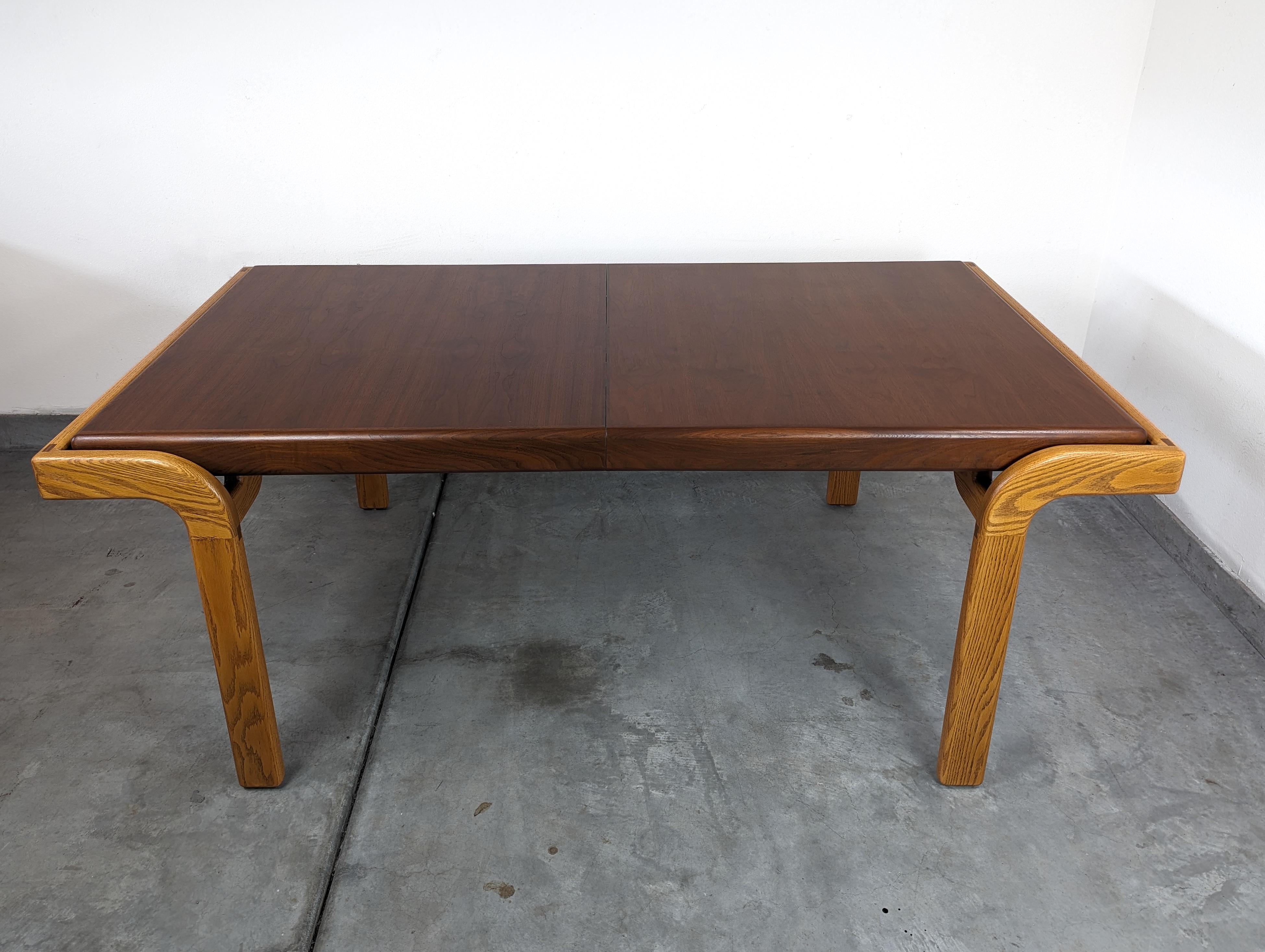Rare Mid Century Walnut & Oak Dining Table by Lou Hodges, c1970s For Sale 7