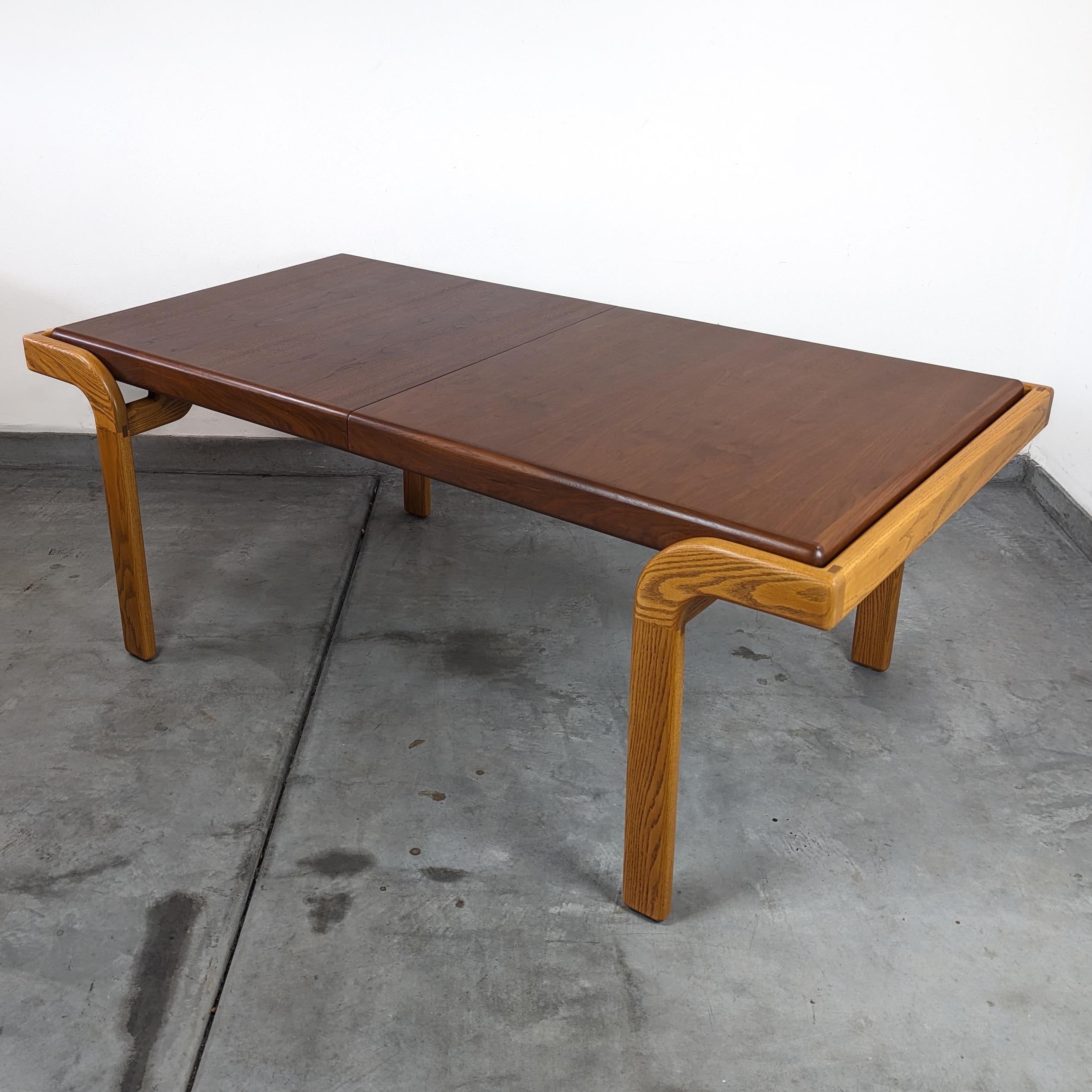 Mid-Century Modern Rare Mid Century Walnut & Oak Dining Table by Lou Hodges, c1970s For Sale