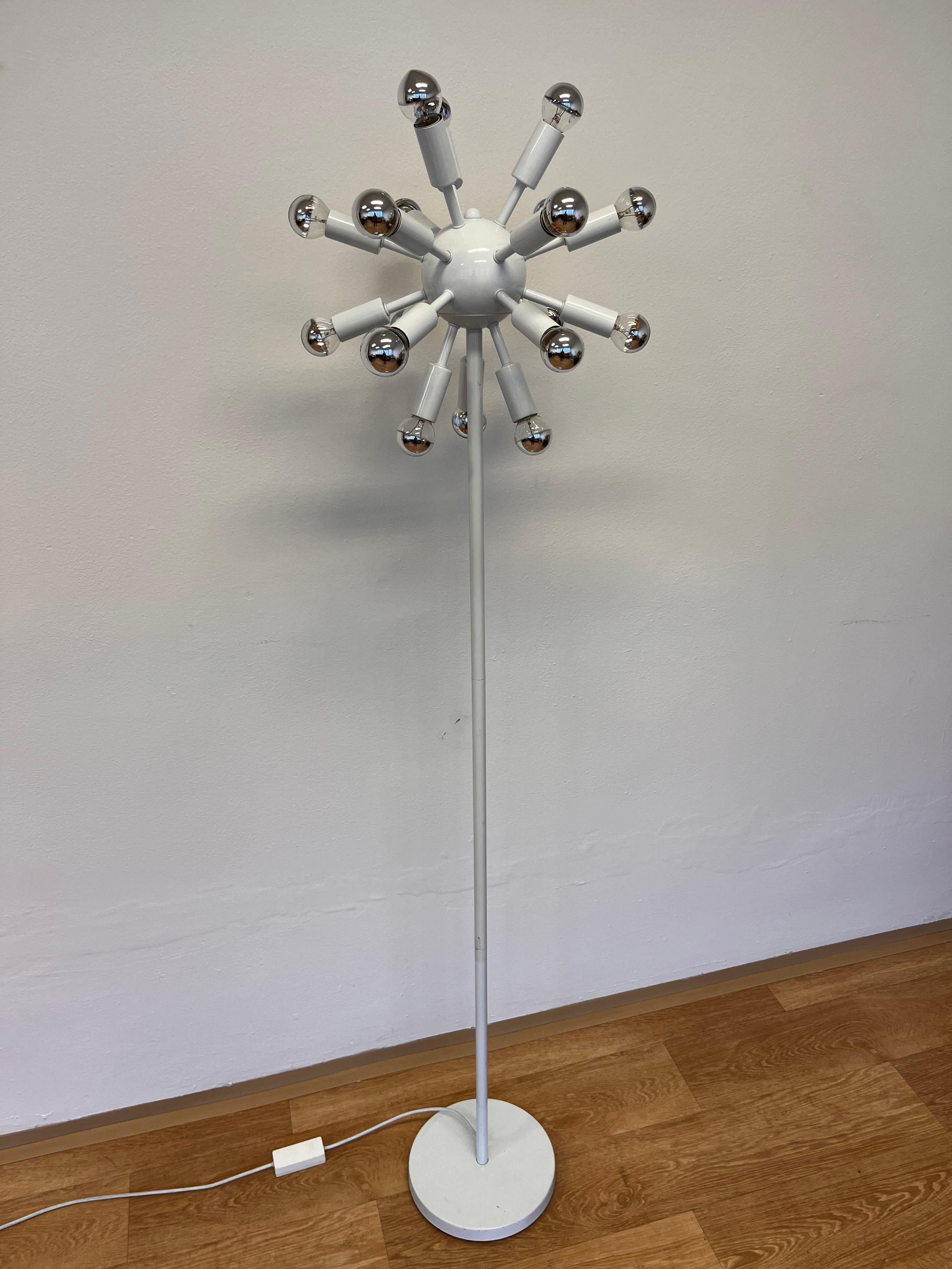Late 20th Century Rare Mid Century white Floor Lamp Sputnik - Atom, around 1980s For Sale