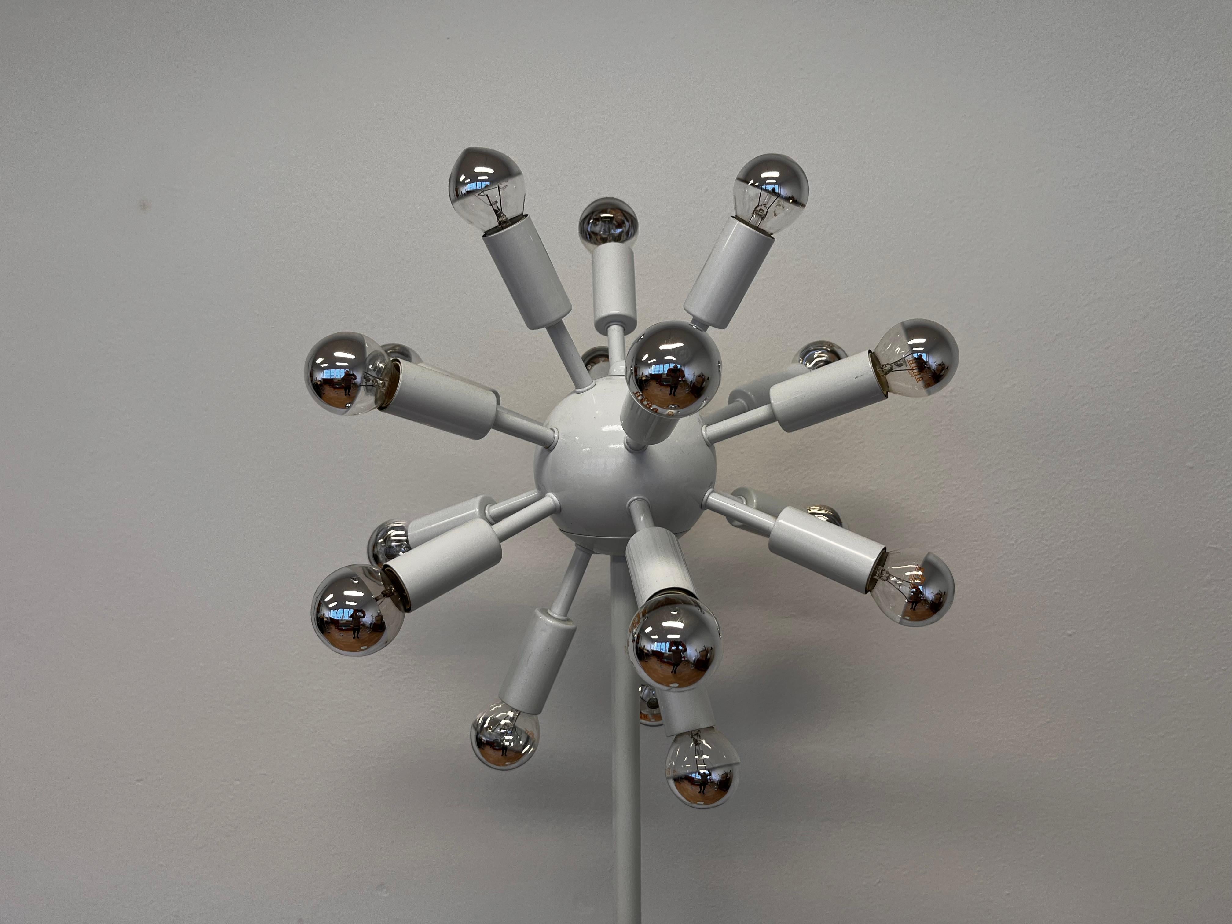 Metal Rare Mid Century white Floor Lamp Sputnik - Atom, around 1980s For Sale
