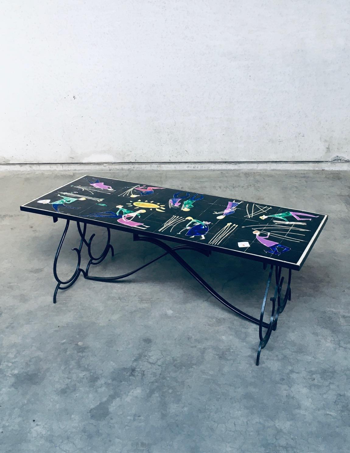 Mid-Century Modern RARE Table de salle à manger en céramique d'artiste du milieu du siècle par Snyers, Belgique, années 1950 en vente