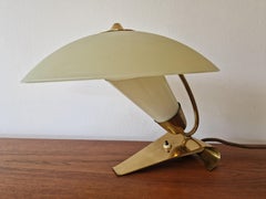 Rara lámpara de sobremesa de latón y cristal de mediados de siglo, Stilnovo, Italia, años 50