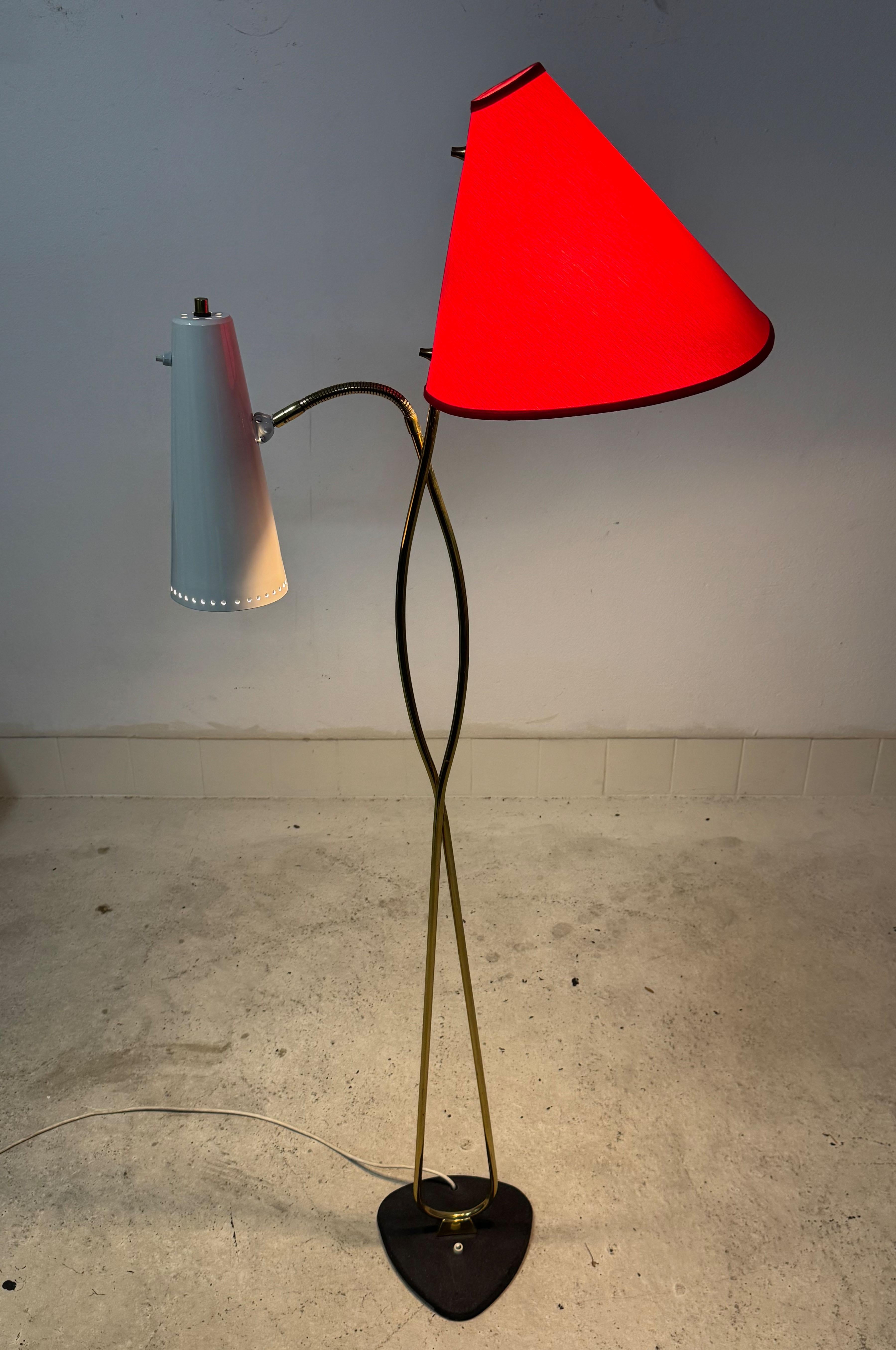 Rare Midcentury Brass Floor Lamp by Rupert Nikoll In condizioni buone in vendita a Vienna, AT