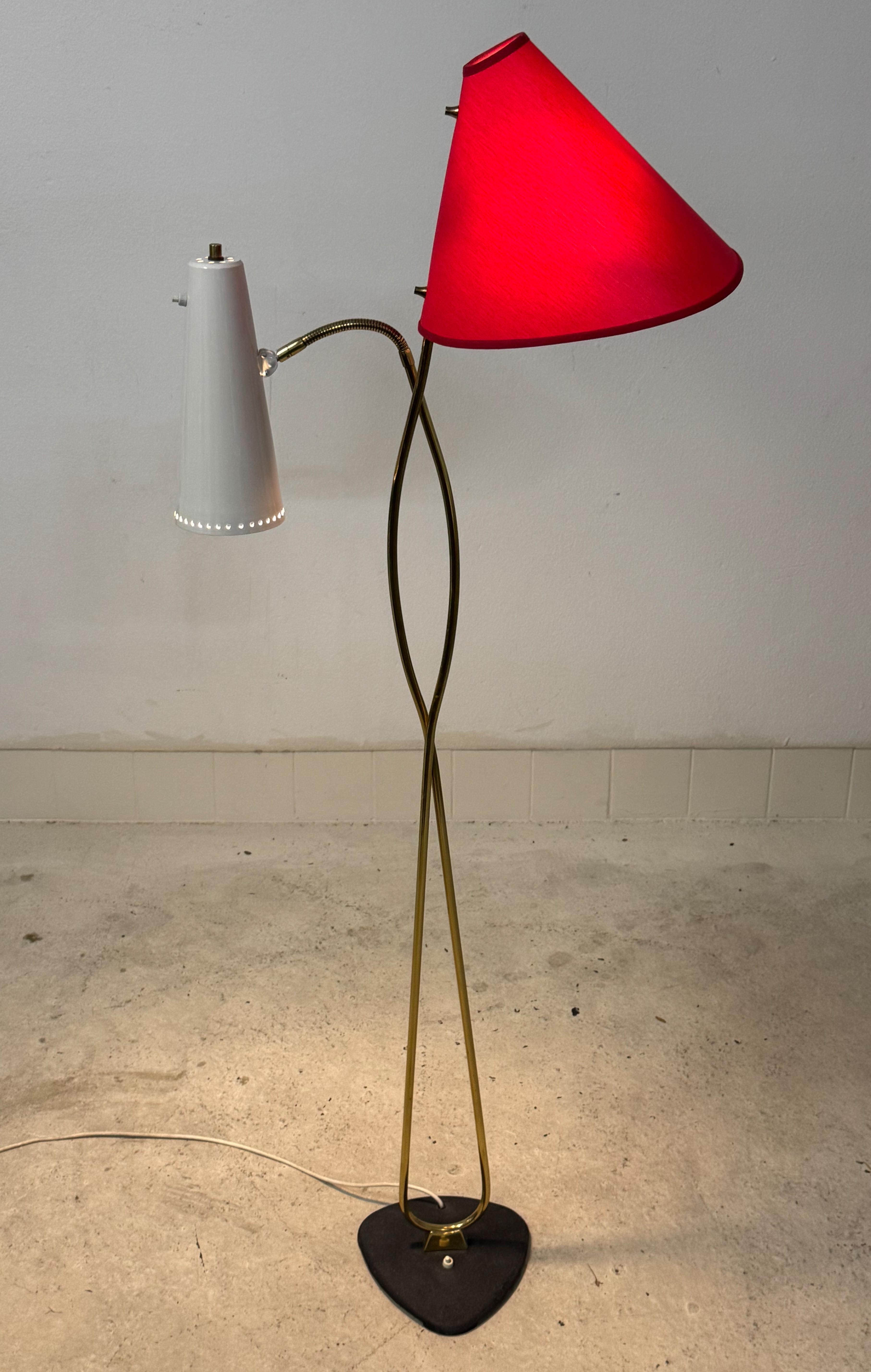 Metà XX secolo Rare Midcentury Brass Floor Lamp by Rupert Nikoll in vendita