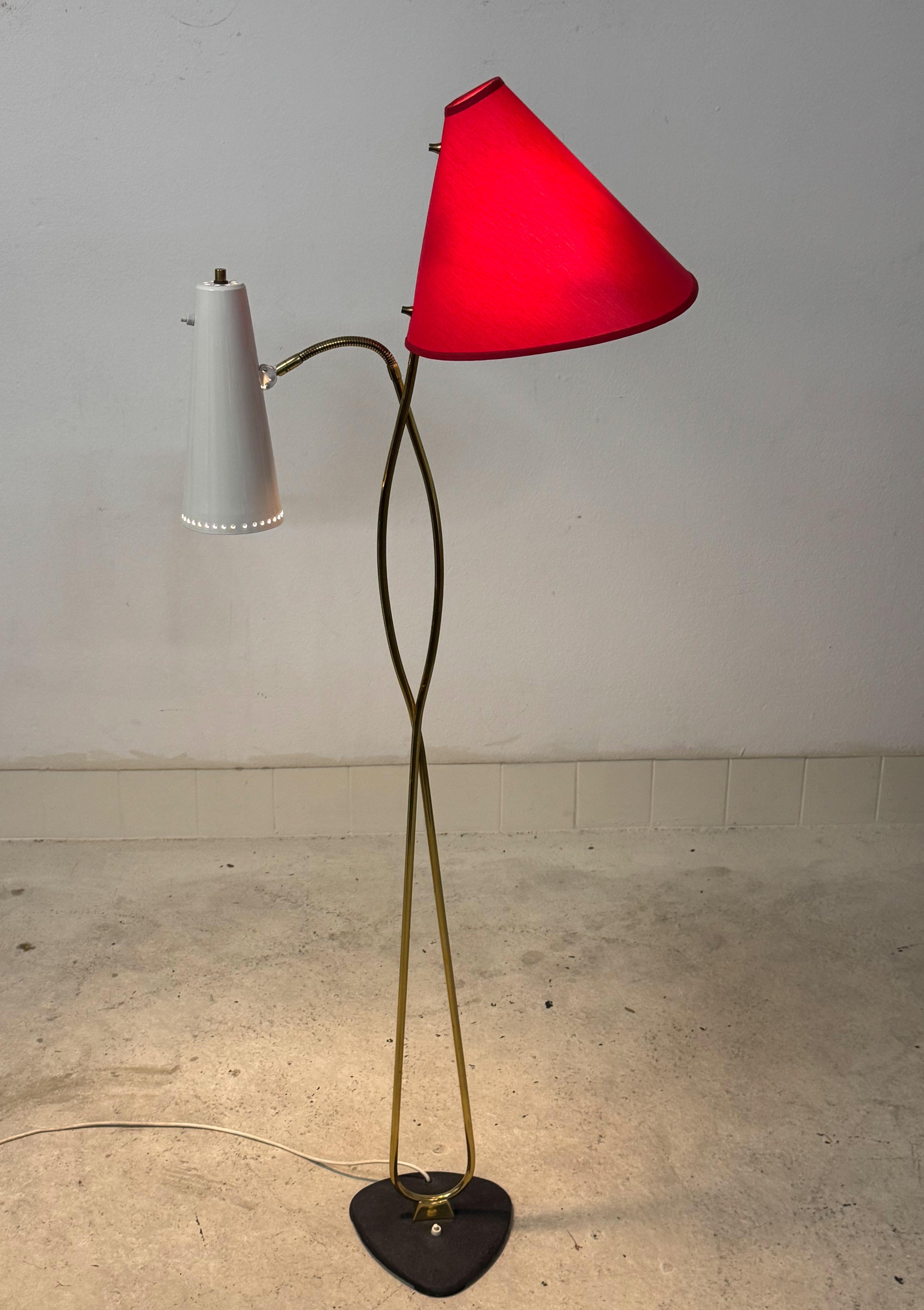 Ottone Rare Midcentury Brass Floor Lamp by Rupert Nikoll in vendita
