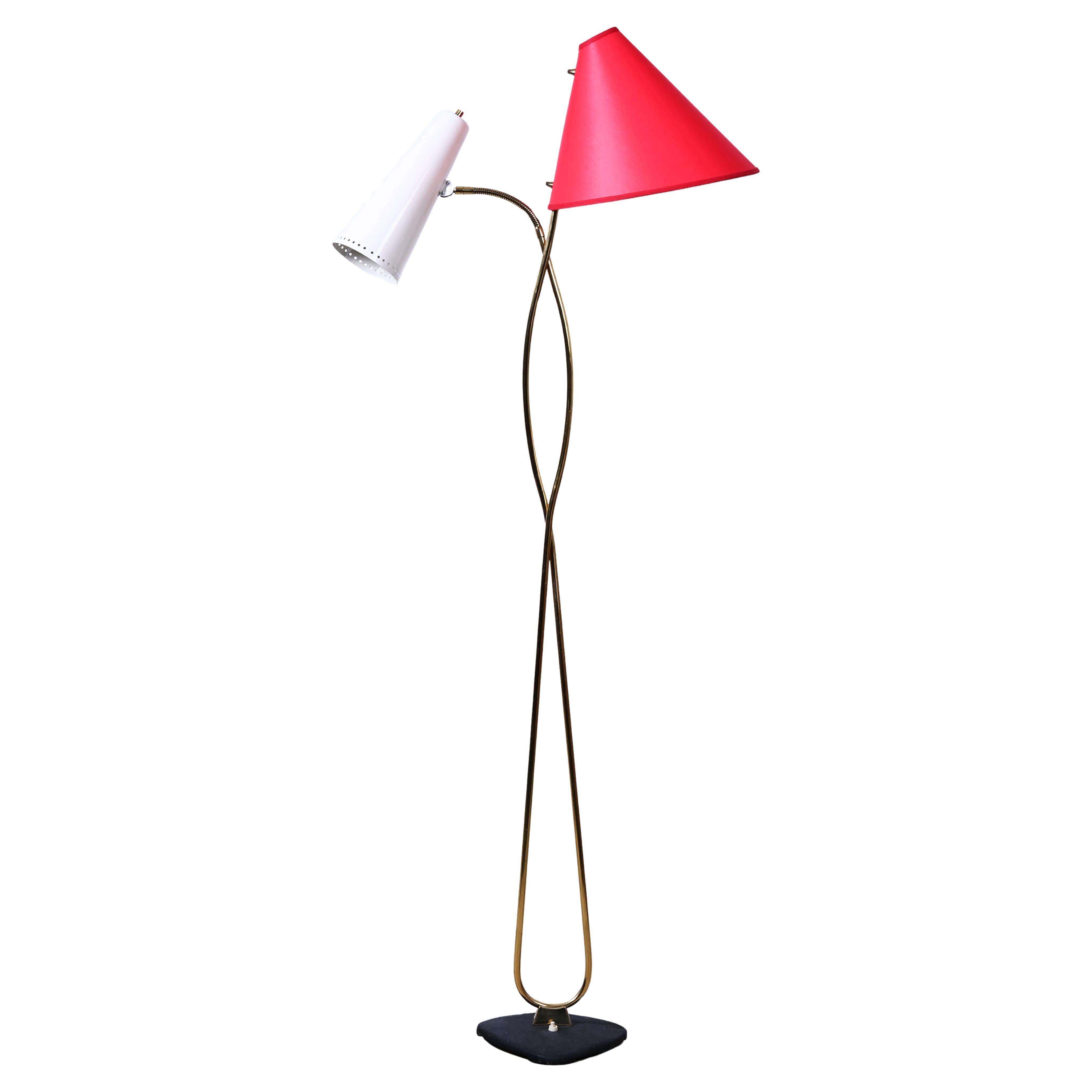 Rare Midcentury Brass Floor Lamp by Rupert Nikoll