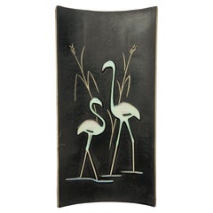 Rare Midcentury Ceramic Wall Sculpture Flamingo, 1970s