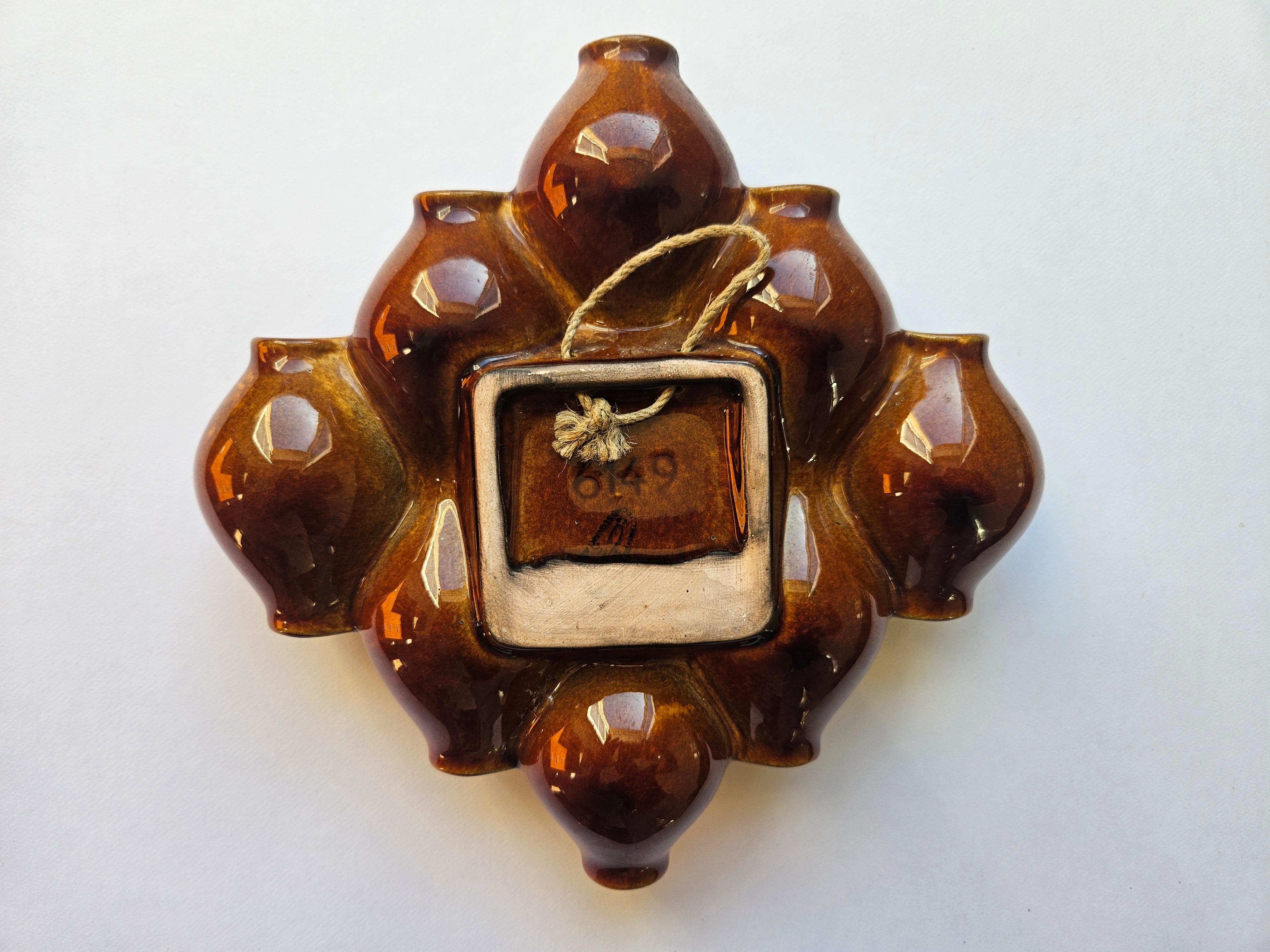 Raro jarrón de pared de cerámica de mediados de siglo, años 70 en venta 4