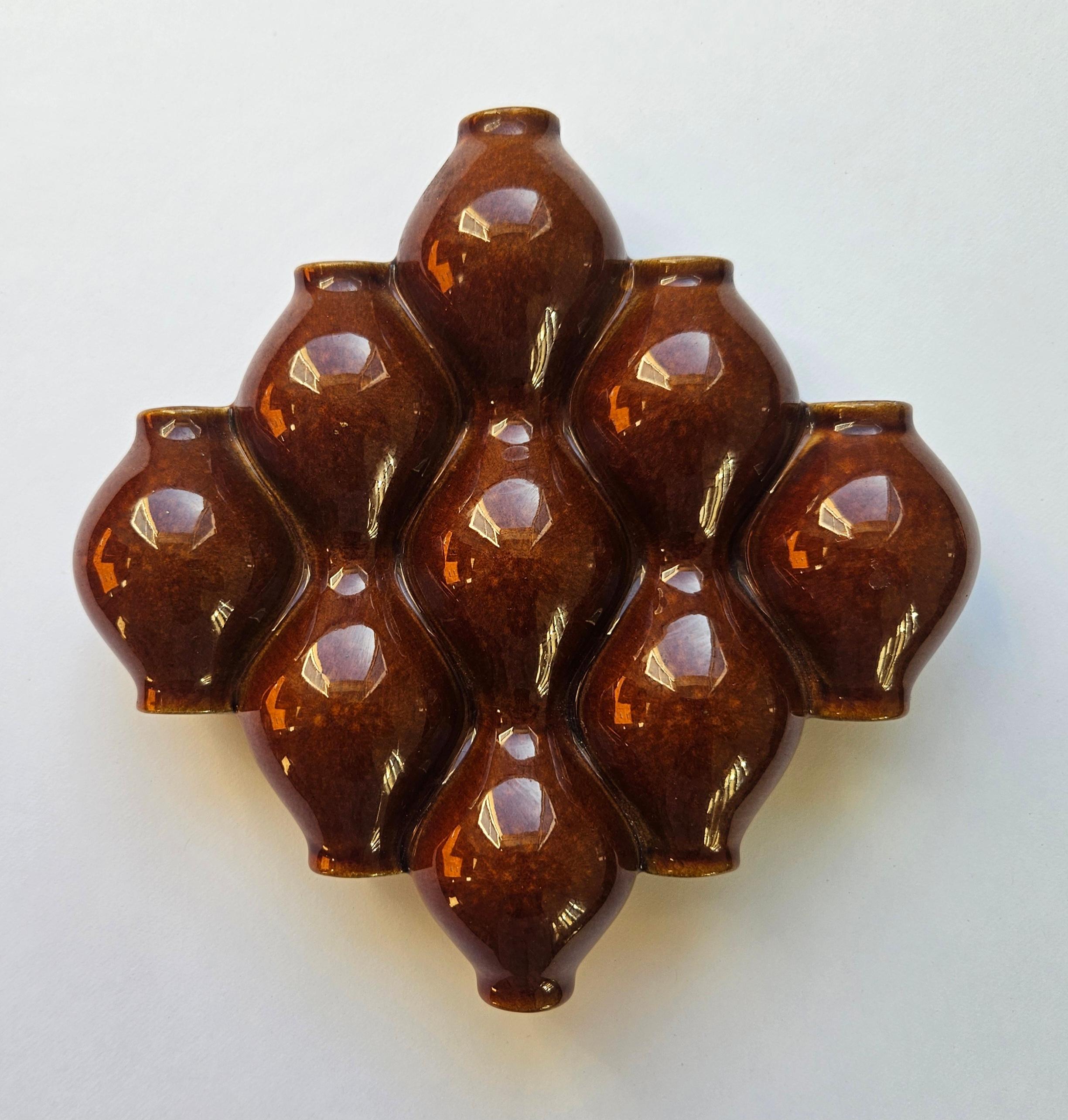 Raro jarrón de pared de cerámica de mediados de siglo, años 70 Checo en venta