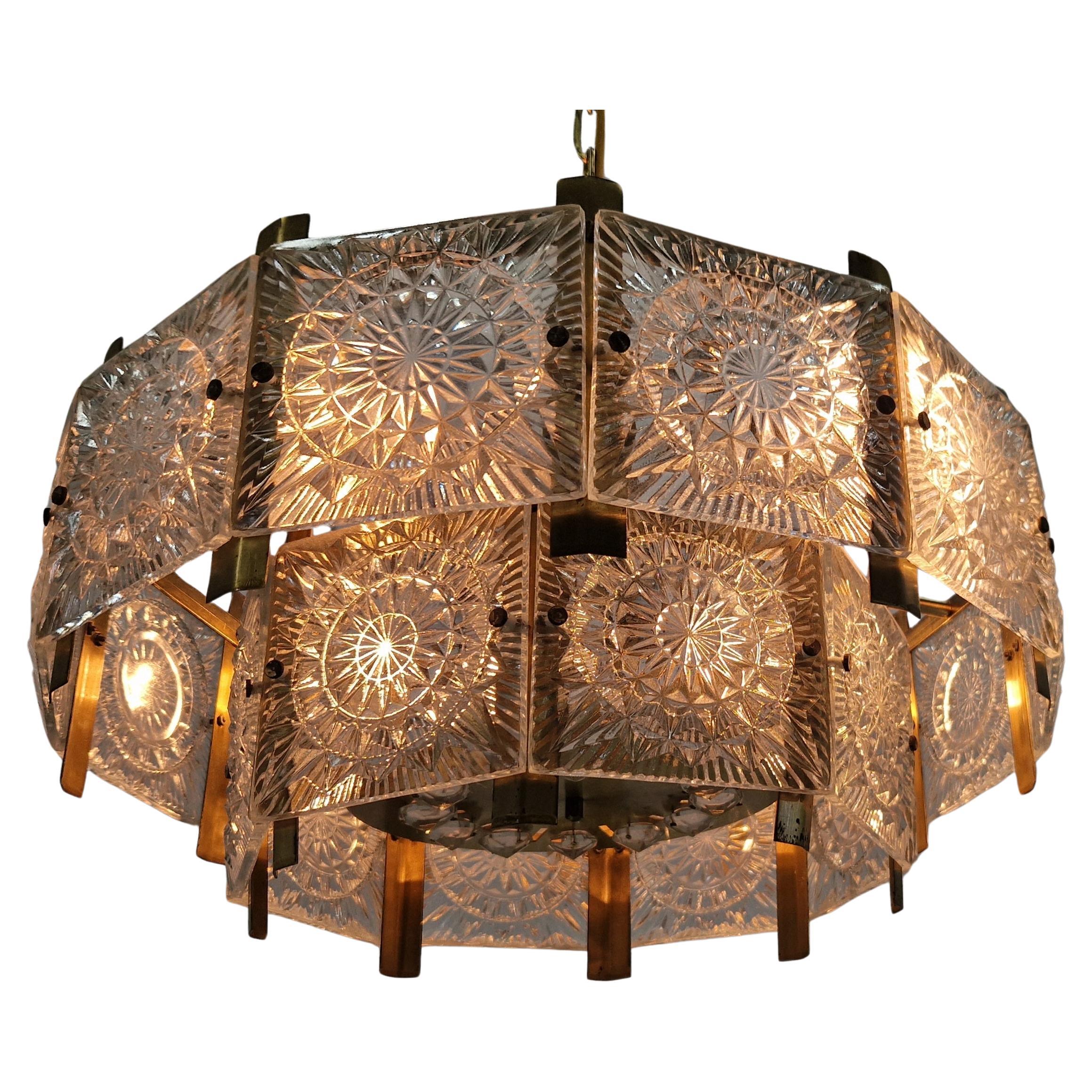 Rare Midcentury Chandelier designed by Jaroslav Bejvl, Kamenicky Senov, 1970s