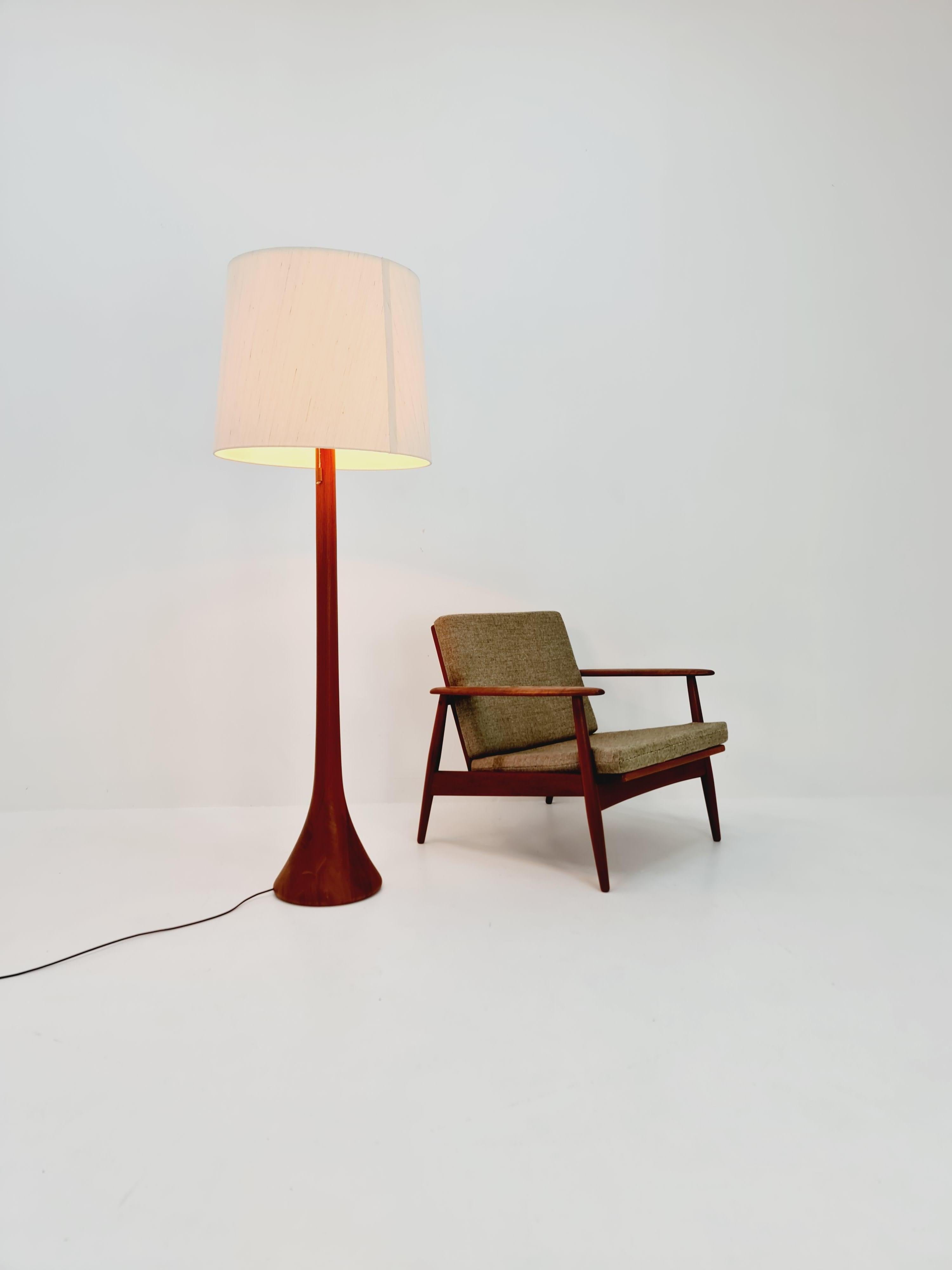 Mid-Century Modern Rare Midcentury Danish floor lamp by KIRK solid teak, 1960s For Sale