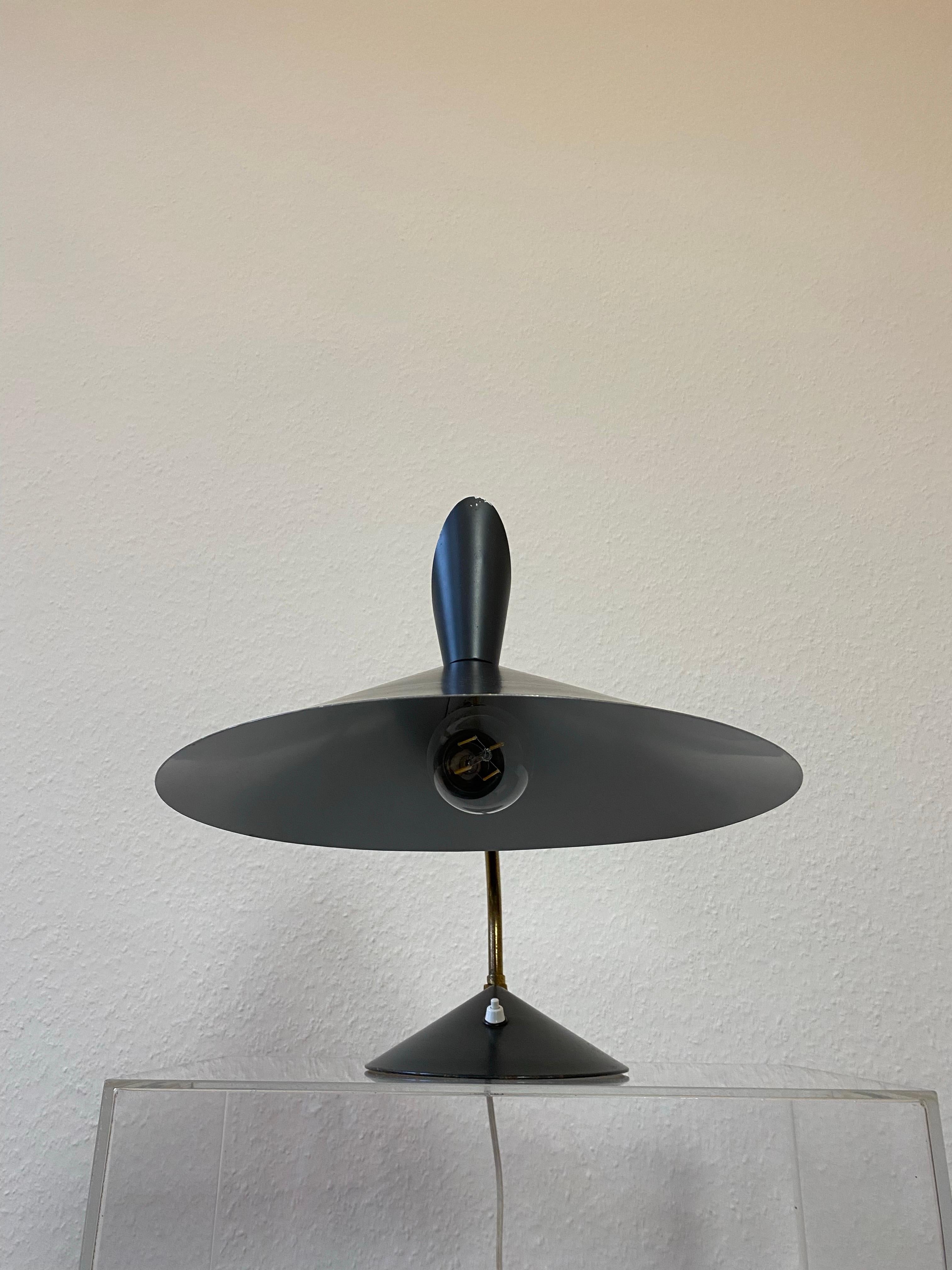 Seltene Schreibtischlampe aus der Jahrhundertmitte  Von HALA 50er Jahre Deutschland in Anthrazitstahl und Messing im Angebot 11