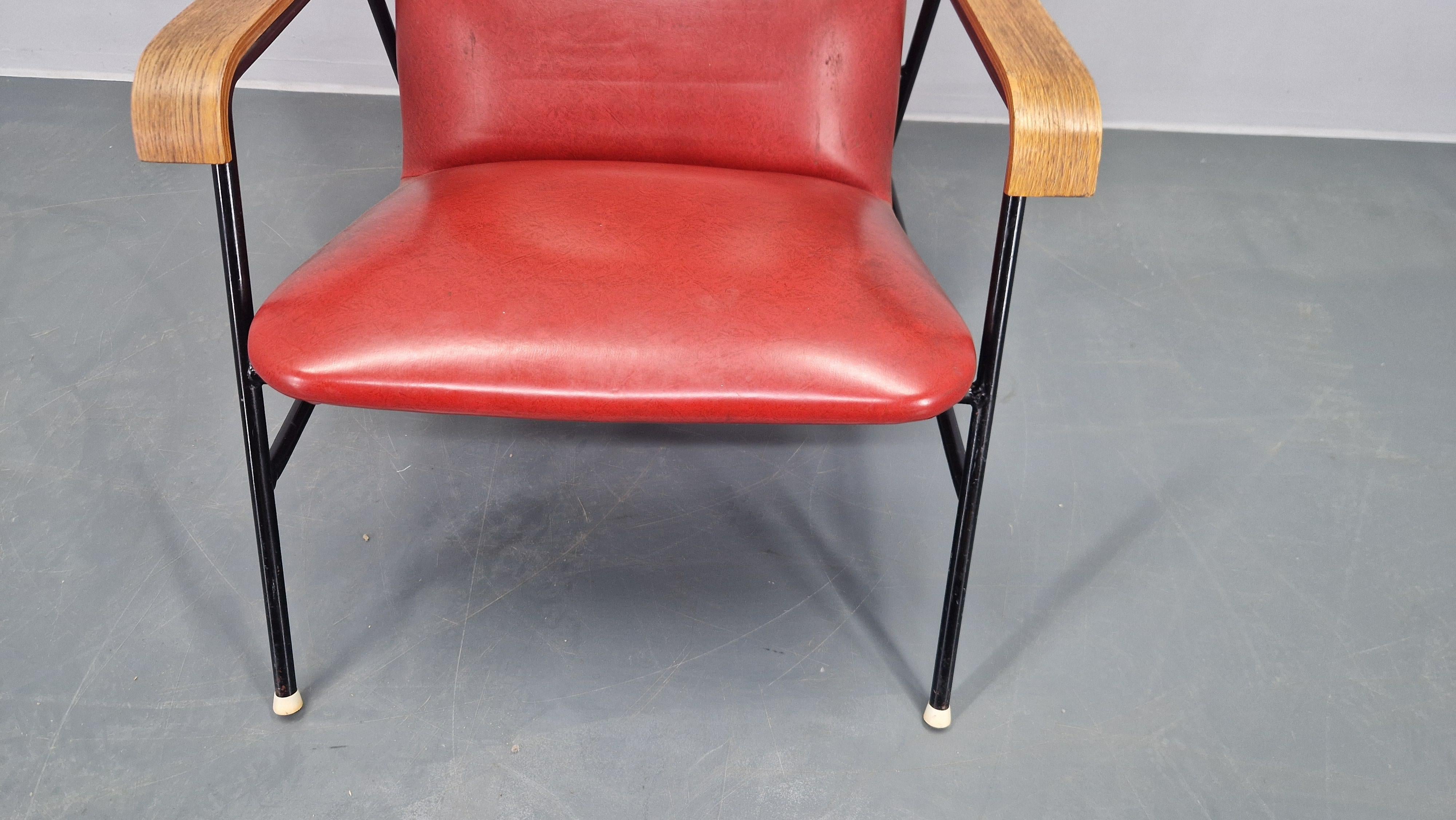 Veneer Rare Midcentury Easy Armchair, Sweden, 1960s. For Sale