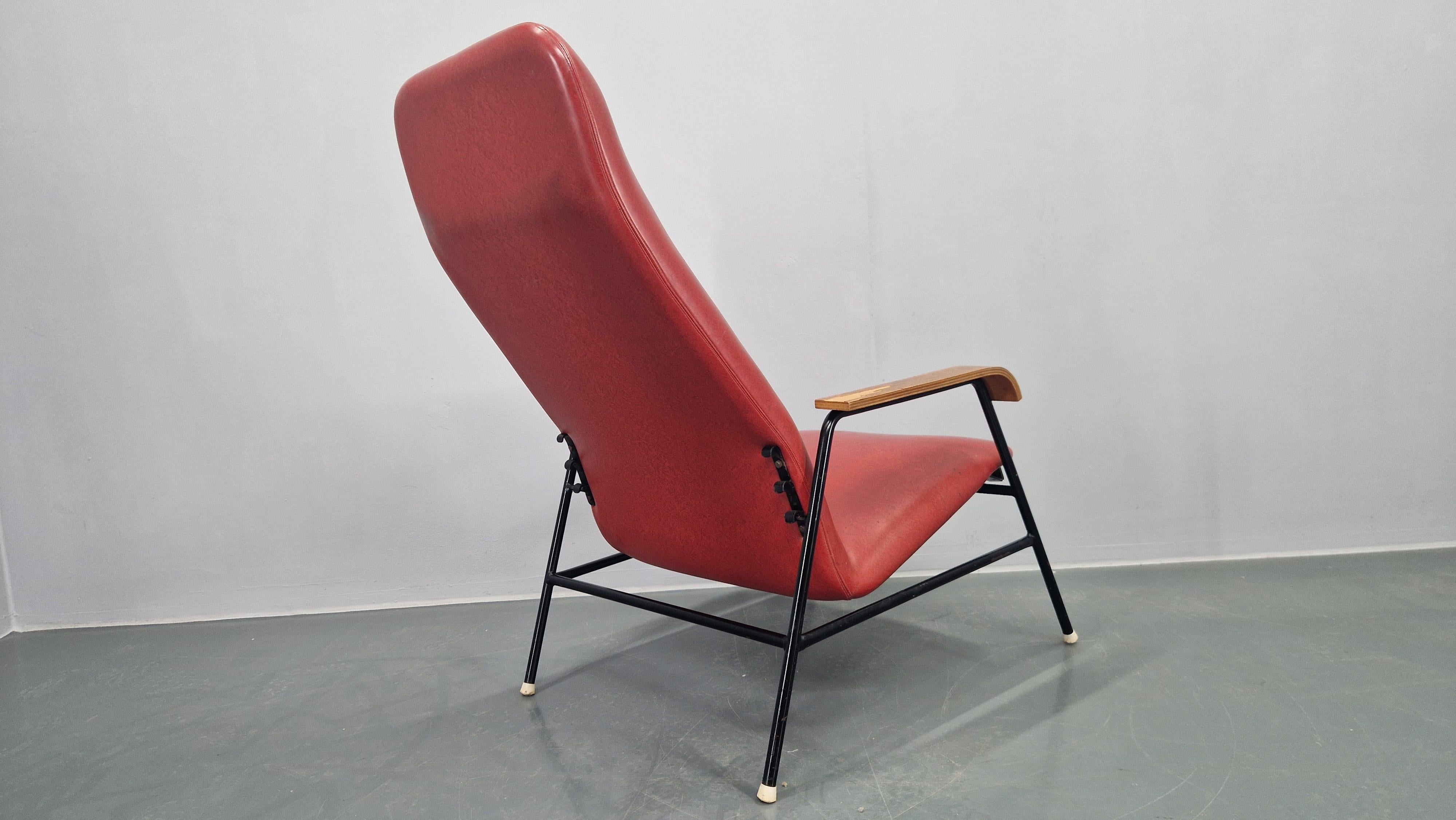 Metal Rare Midcentury Easy Armchair, Sweden, 1960s. For Sale