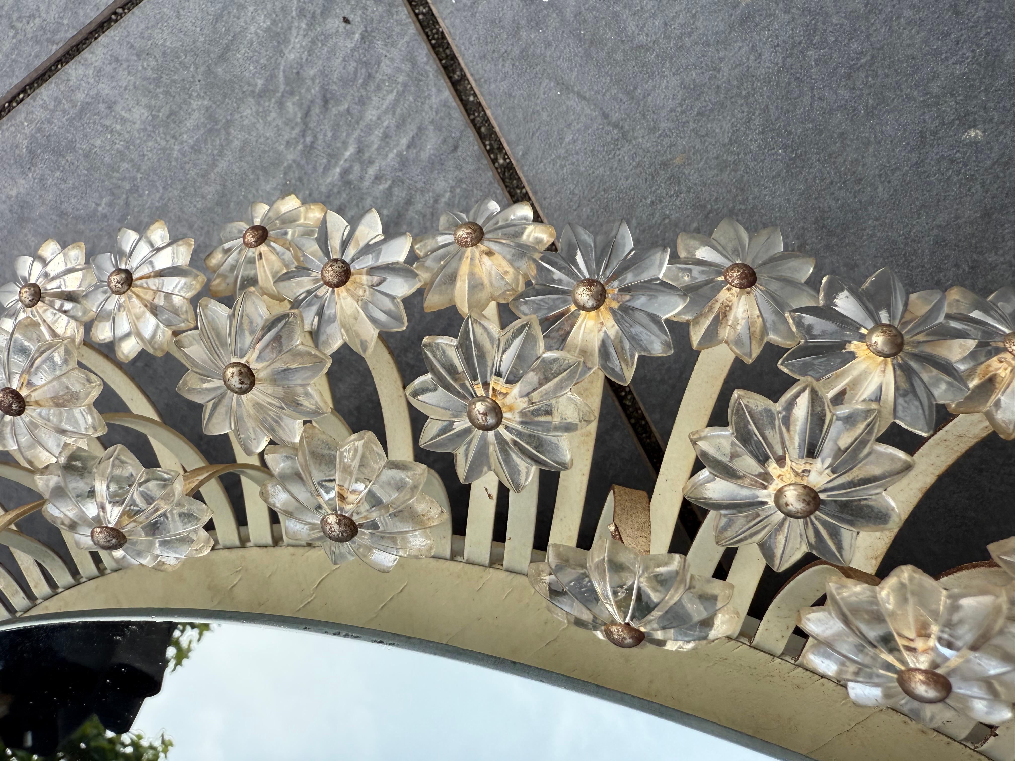 Rare Midcentury Emil Stejnar Illuminated Floral Oval Shape Mirror, Austria 1950s en venta 2