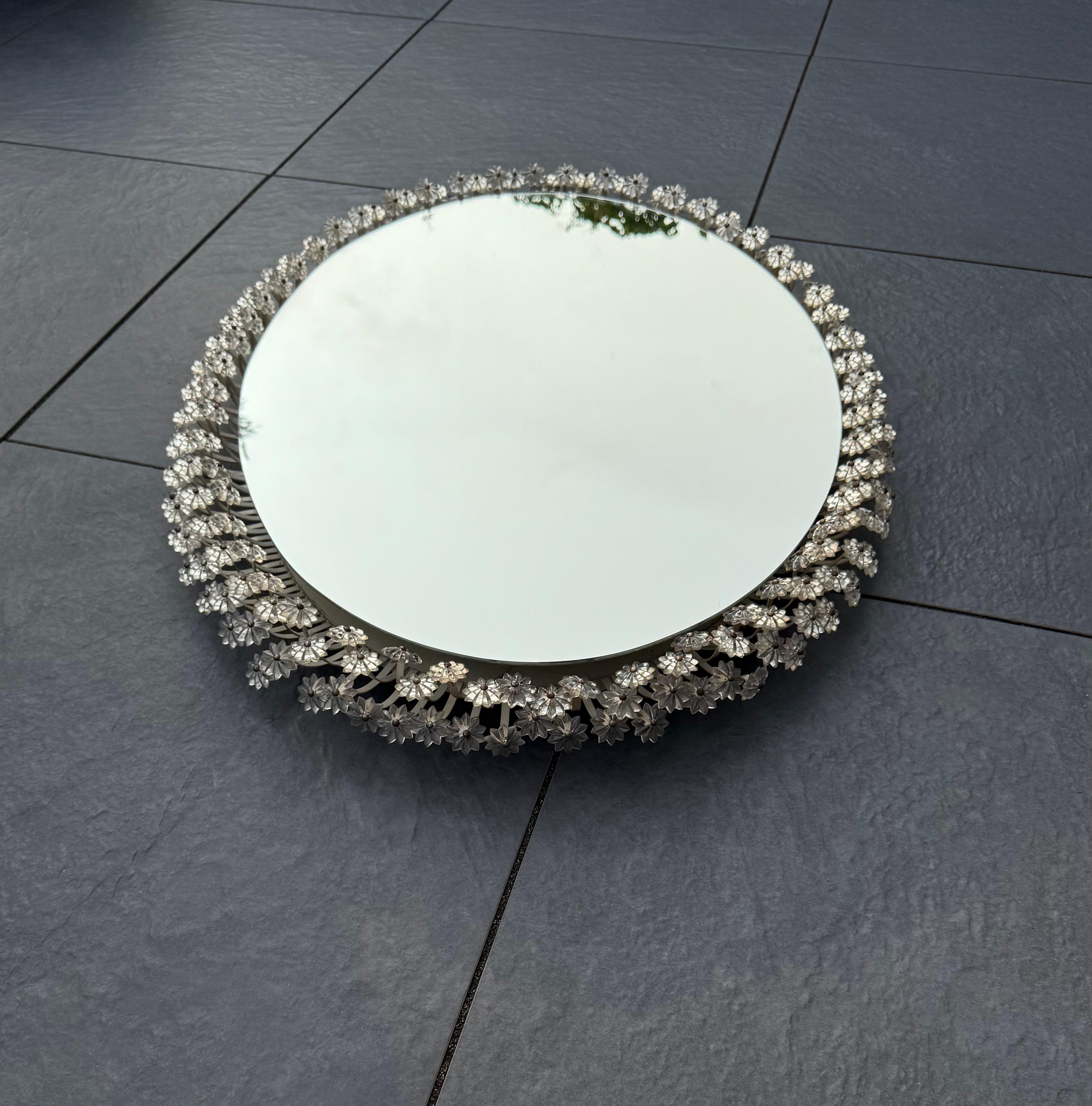 Rare Midcentury Emil Stejnar Illuminated Floral Oval Shape Mirror, Austria 1950s en venta 10