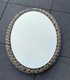 Rare Midcentury Emil Stejnar Illuminated Floral Oval Shape Mirror, Austria 1950s
