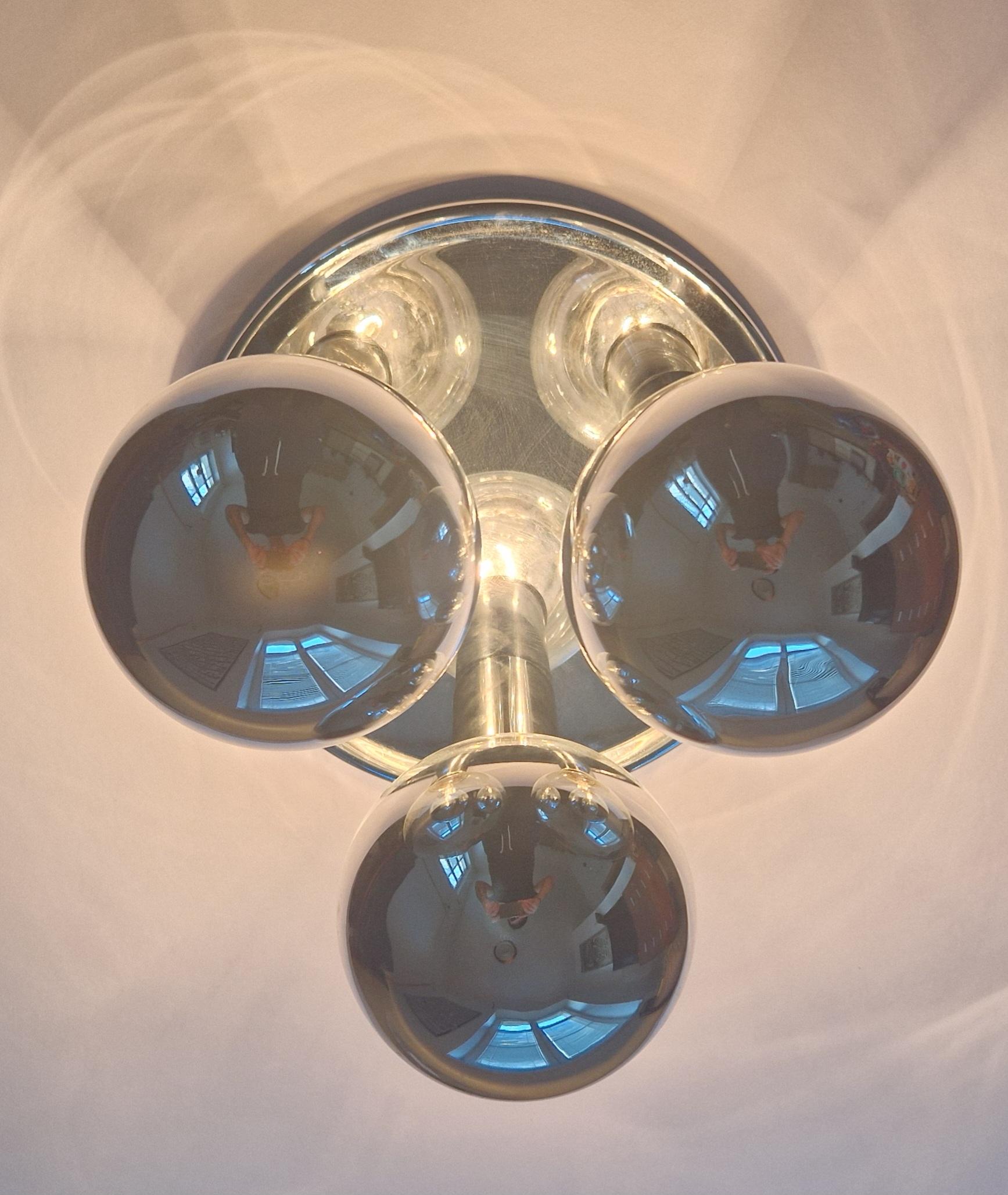 Rare Midcentury Flush Mount, Ceiling Lamp, Italy, 1970s For Sale 3